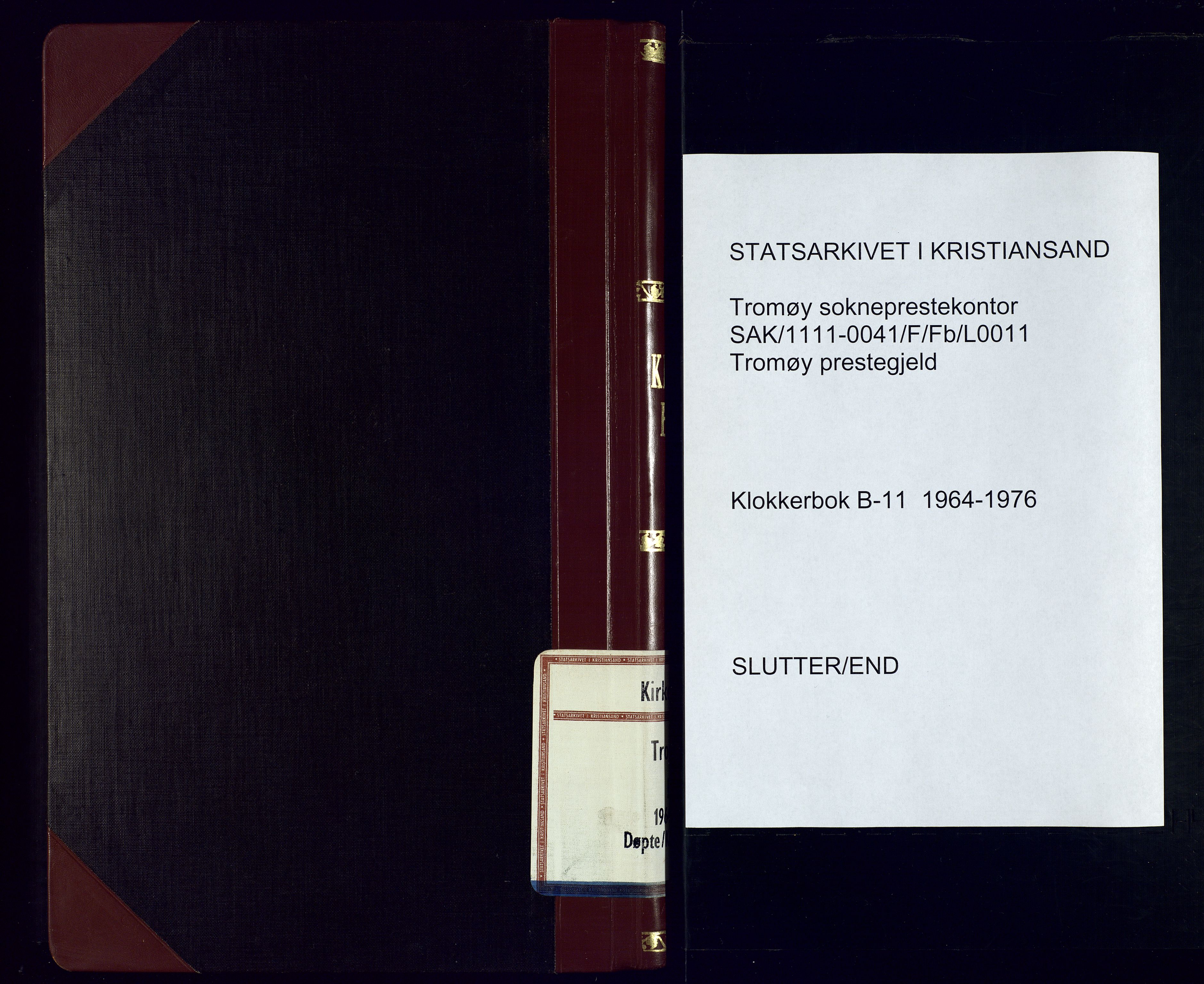 Tromøy sokneprestkontor, SAK/1111-0041/F/Fb/L0011: Parish register (copy) no. B-11, 1964-1976