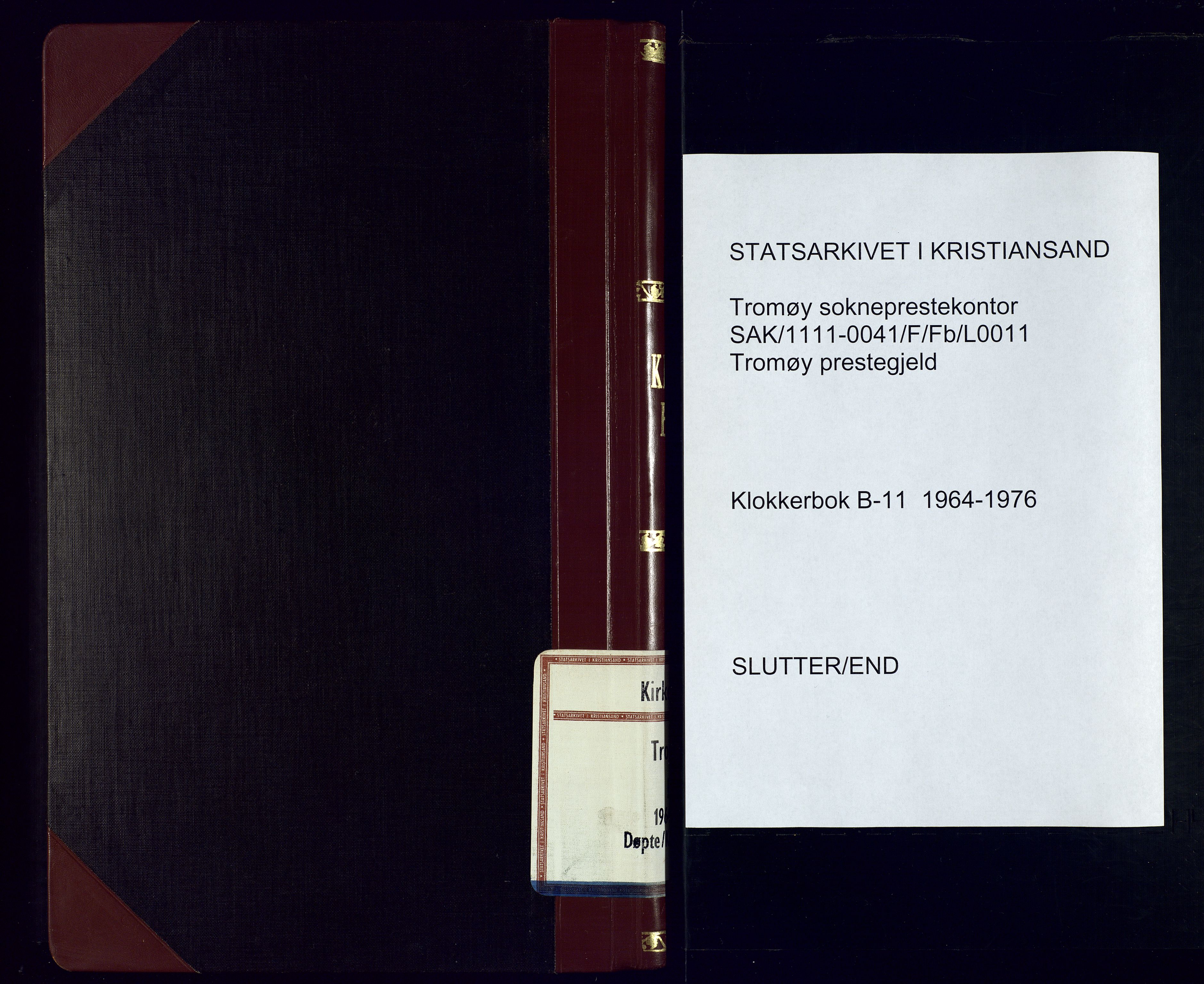 Tromøy sokneprestkontor, AV/SAK-1111-0041/F/Fb/L0011: Parish register (copy) no. B-11, 1964-1976