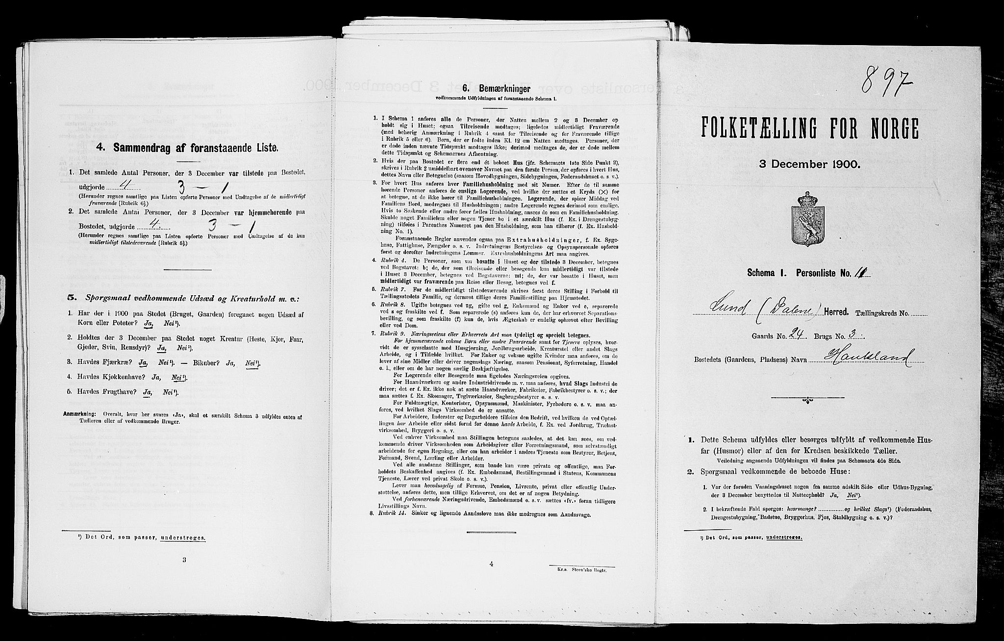 SAST, 1900 census for Lund, 1900, p. 370