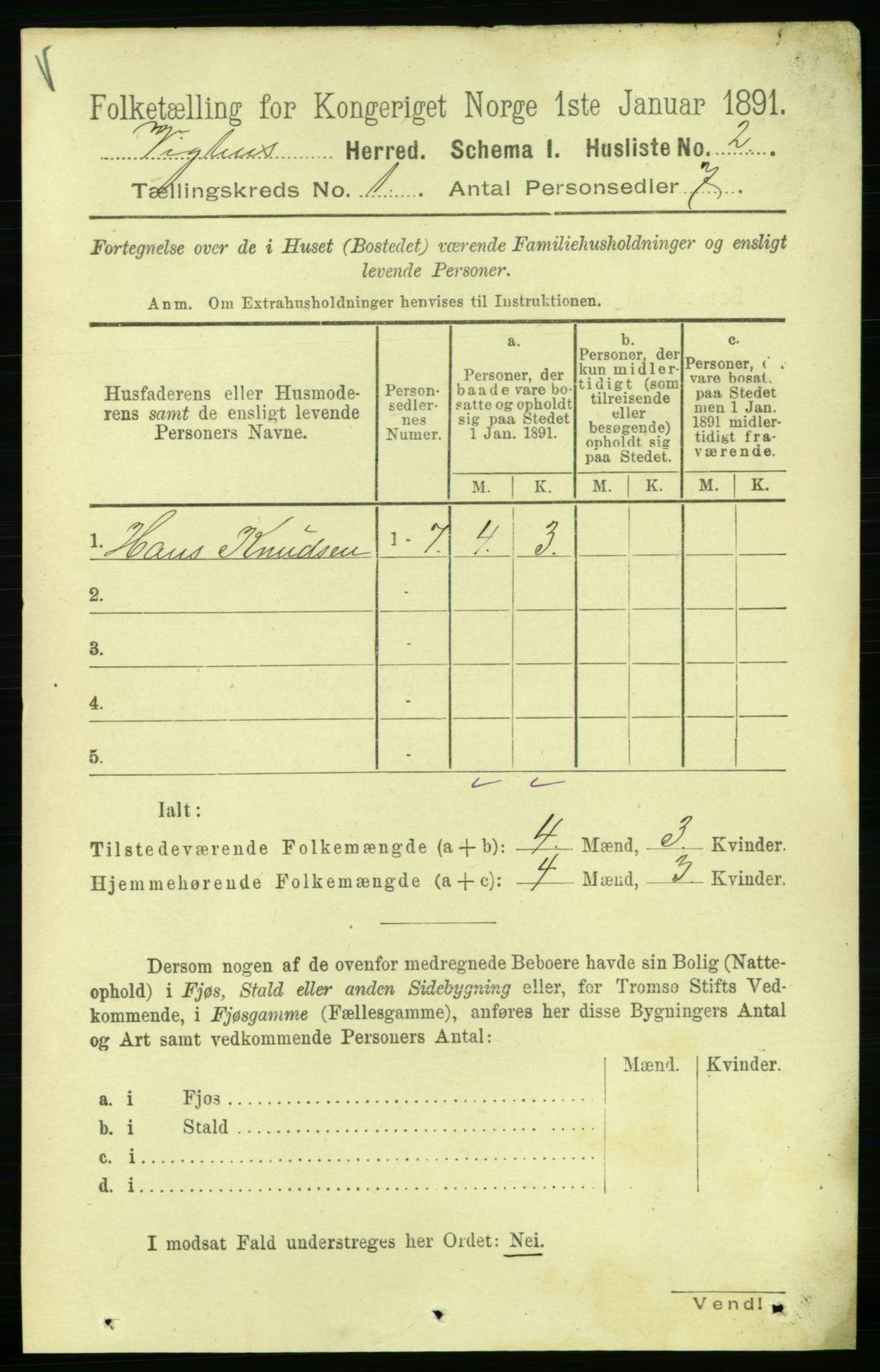 RA, 1891 census for 1750 Vikna, 1891, p. 23