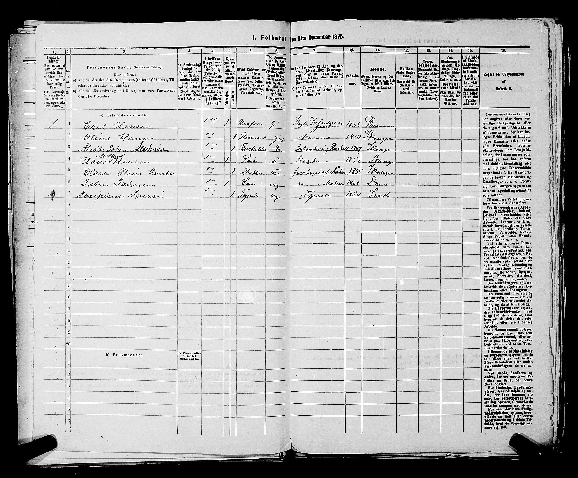 SAKO, 1875 census for 0602 Drammen, 1875, p. 3752