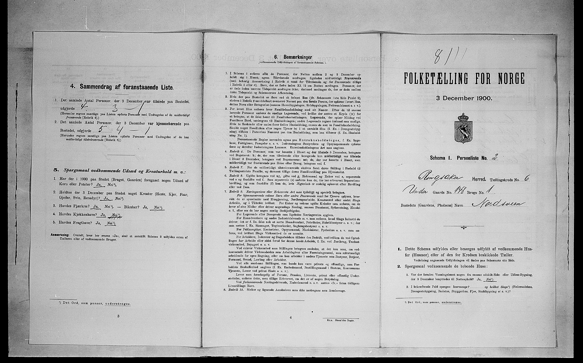 SAH, 1900 census for Ringsaker, 1900, p. 1237