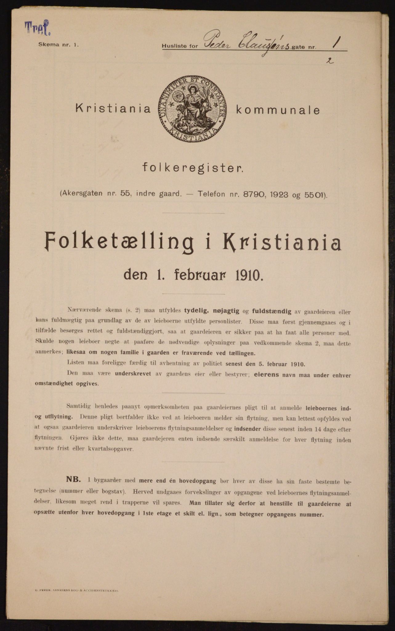 OBA, Municipal Census 1910 for Kristiania, 1910, p. 75653