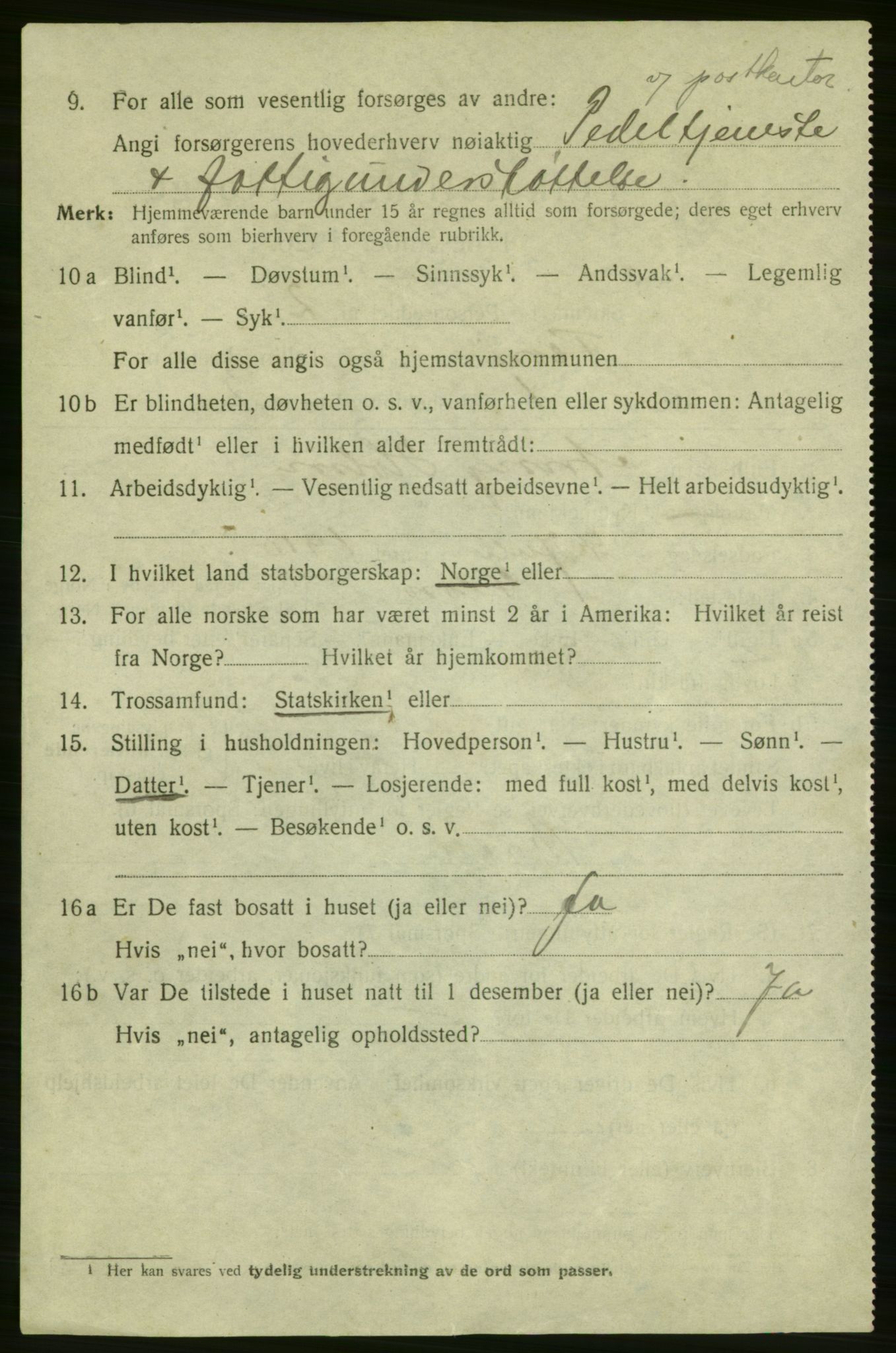 SAB, 1920 census for Florø, 1920, p. 1075