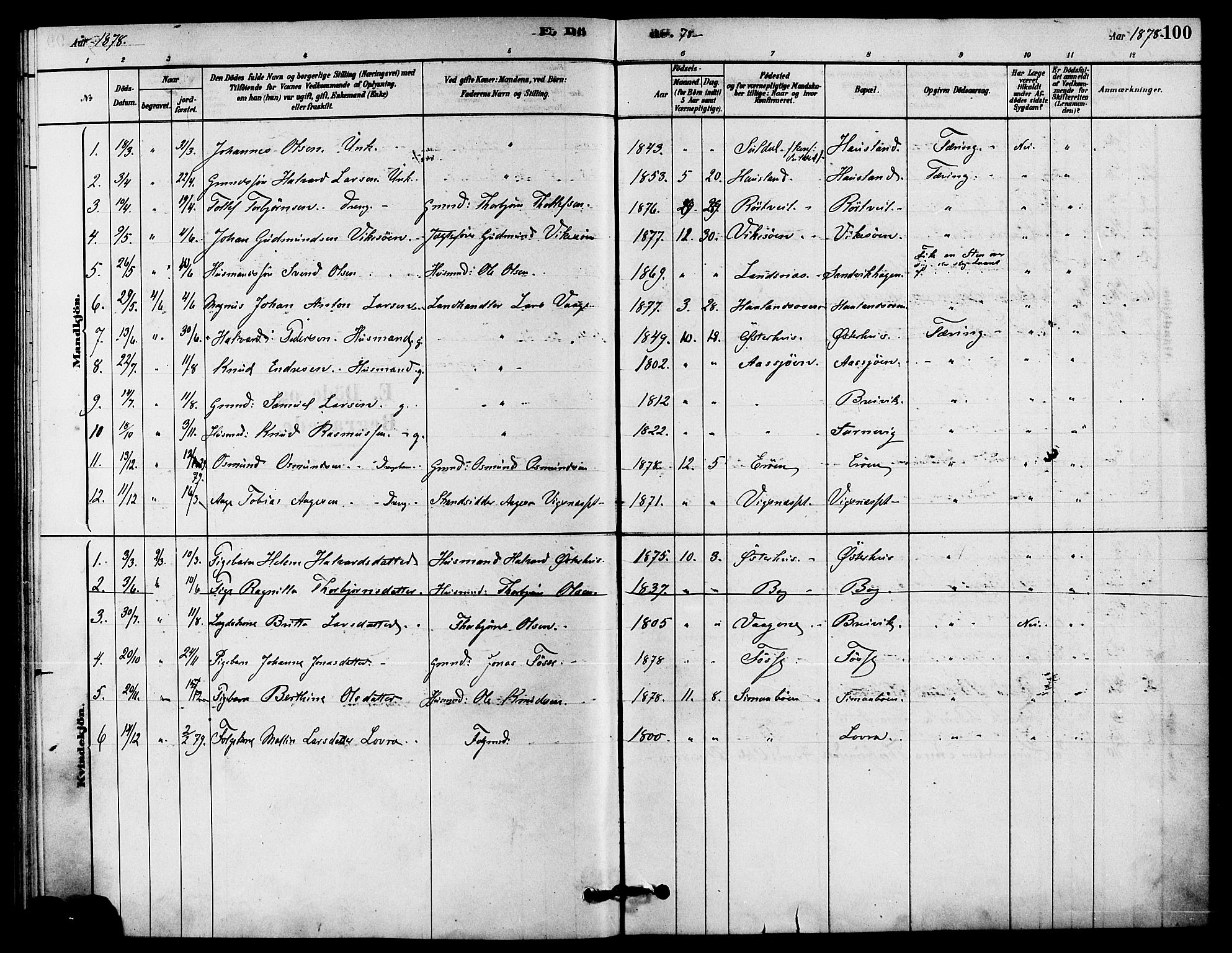 Jelsa sokneprestkontor, SAST/A-101842/01/IV: Parish register (official) no. A 9, 1878-1898, p. 100