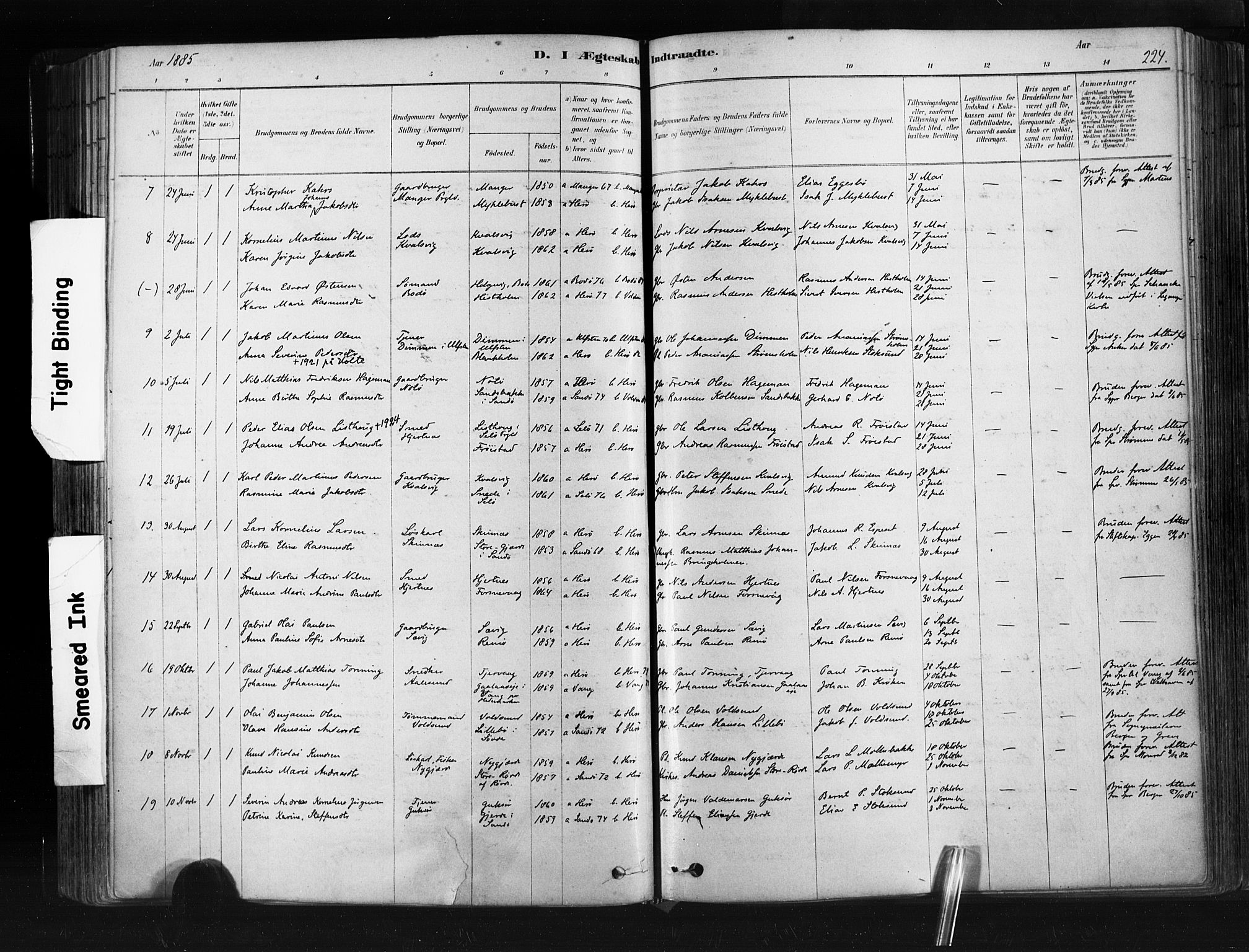 Ministerialprotokoller, klokkerbøker og fødselsregistre - Møre og Romsdal, SAT/A-1454/507/L0073: Parish register (official) no. 507A08, 1878-1904, p. 224