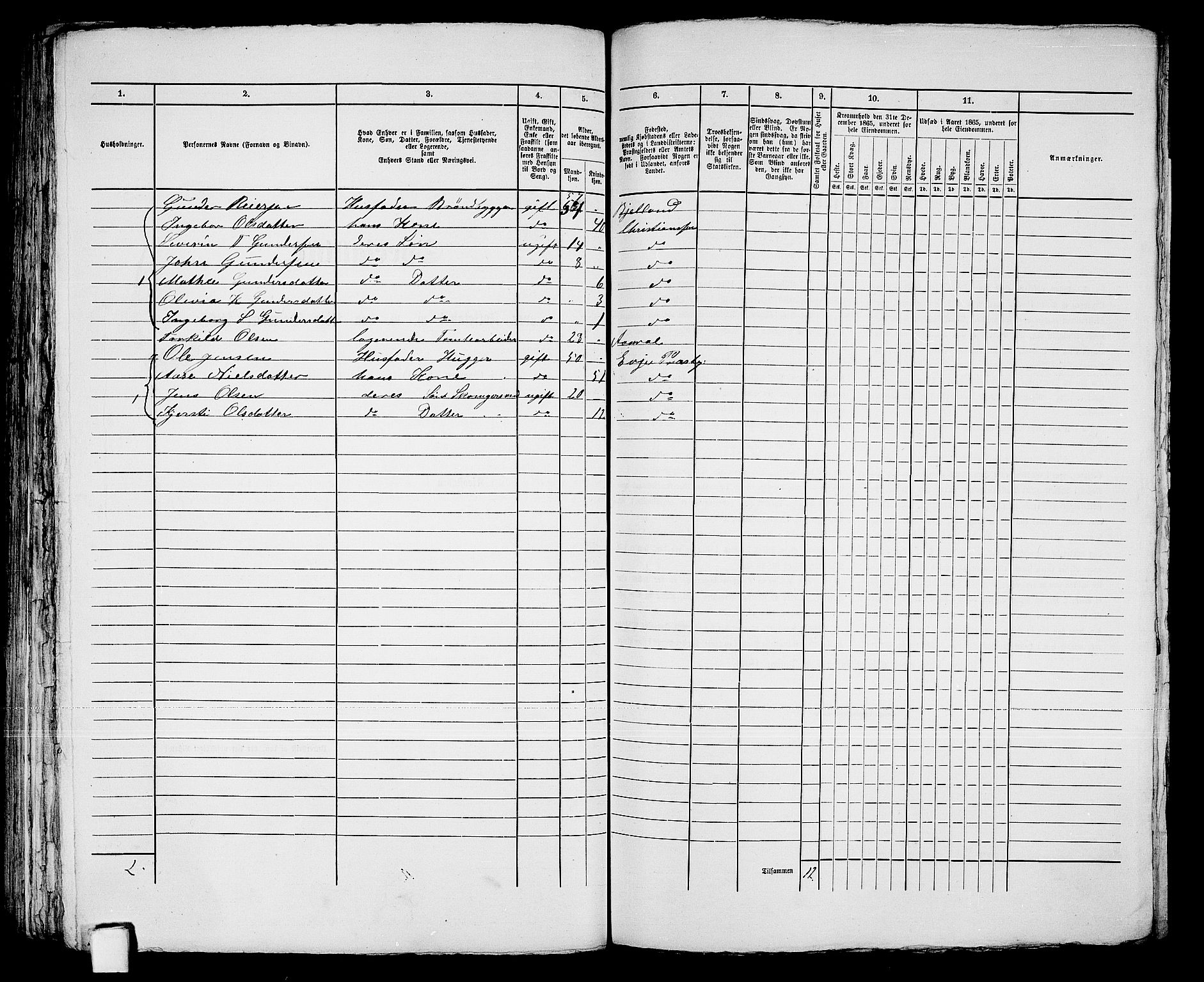 RA, 1865 census for Kristiansand, 1865, p. 1270