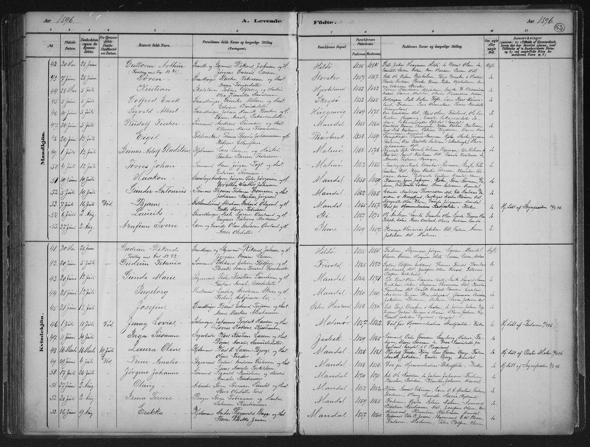 Mandal sokneprestkontor, AV/SAK-1111-0030/F/Fb/Fba/L0011: Parish register (copy) no. B 5, 1880-1898, p. 162