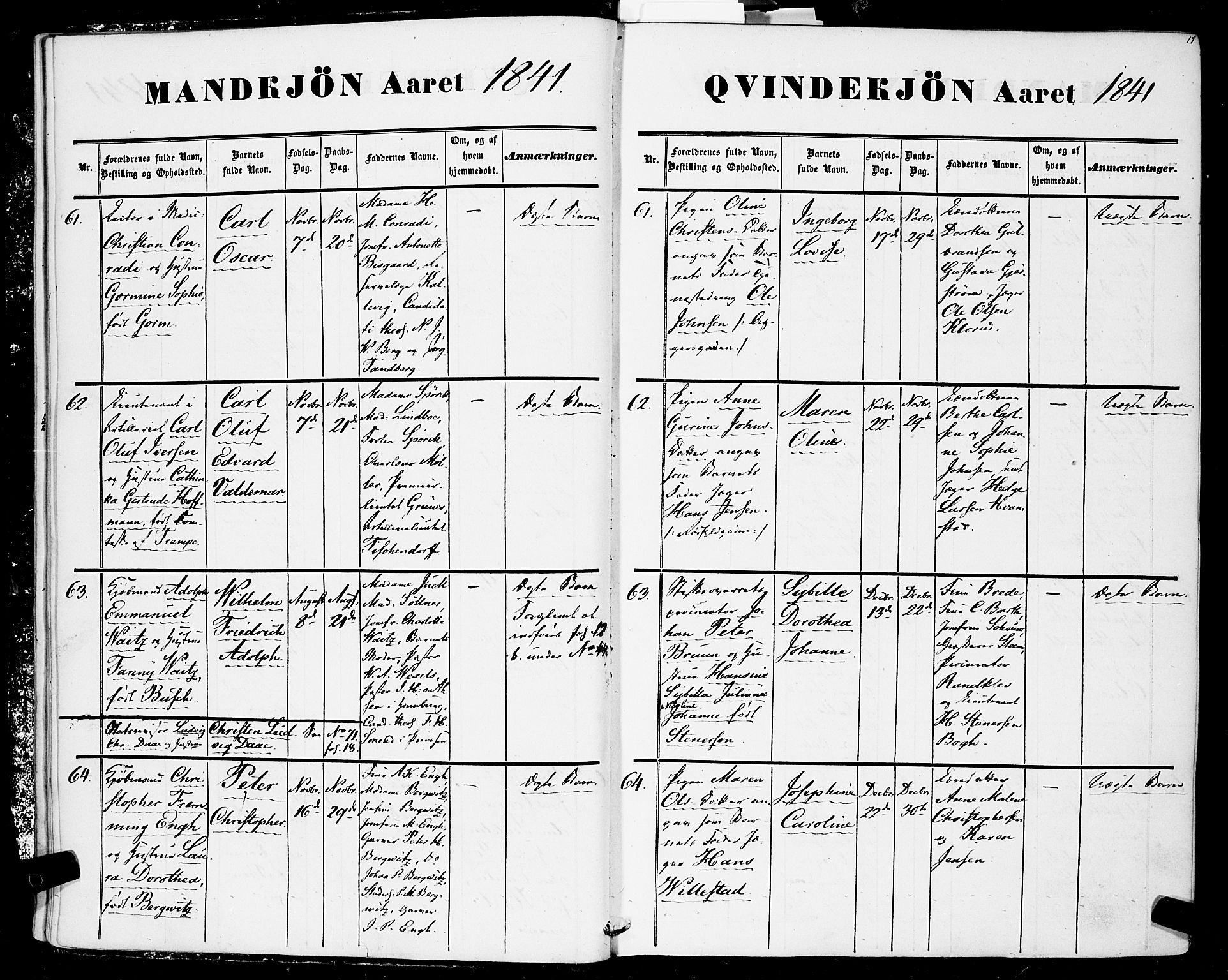 Rikshospitalet prestekontor Kirkebøker, AV/SAO-A-10309b/F/L0003: Parish register (official) no. 3, 1841-1853, p. 17