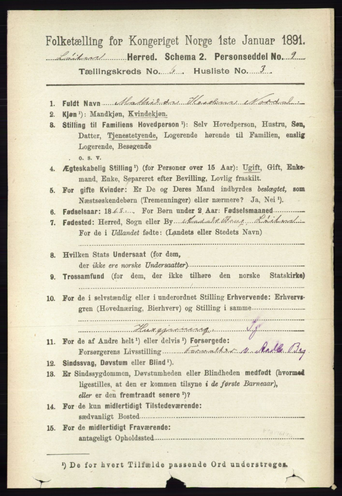 RA, 1891 census for 0415 Løten, 1891, p. 4021