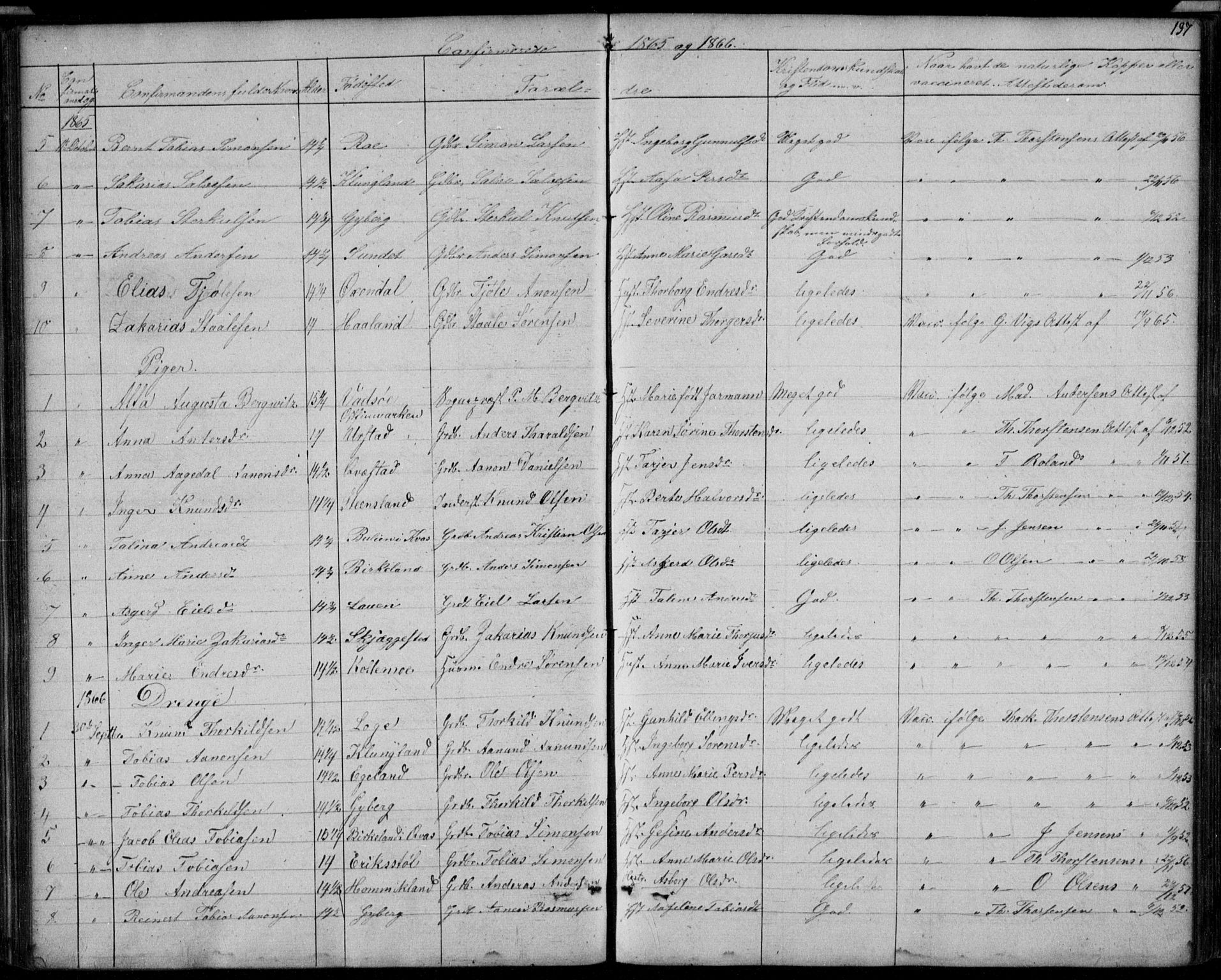 Hægebostad sokneprestkontor, AV/SAK-1111-0024/F/Fb/Fba/L0002: Parish register (copy) no. B 2, 1851-1882, p. 137