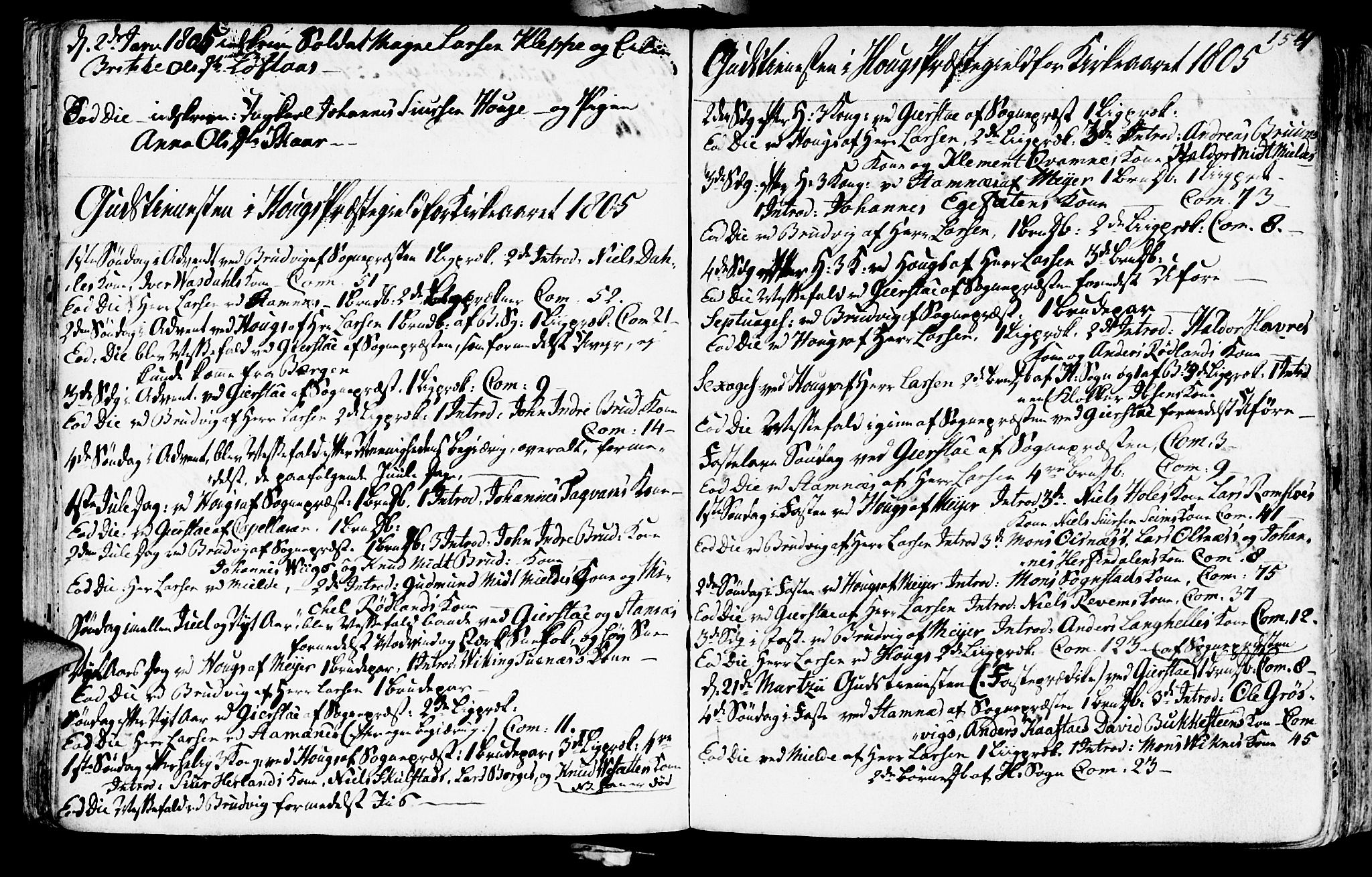 Haus sokneprestembete, AV/SAB-A-75601/H/Haa: Parish register (official) no. A 11, 1796-1816, p. 154