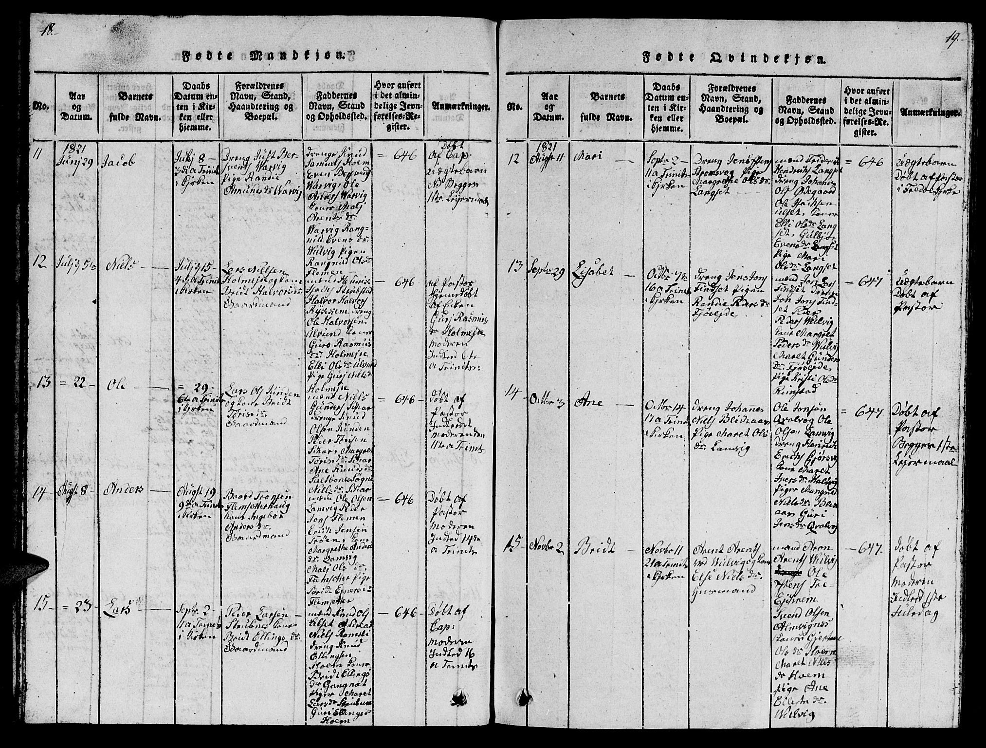 Ministerialprotokoller, klokkerbøker og fødselsregistre - Møre og Romsdal, AV/SAT-A-1454/586/L0990: Parish register (copy) no. 586C01, 1819-1837, p. 18-19