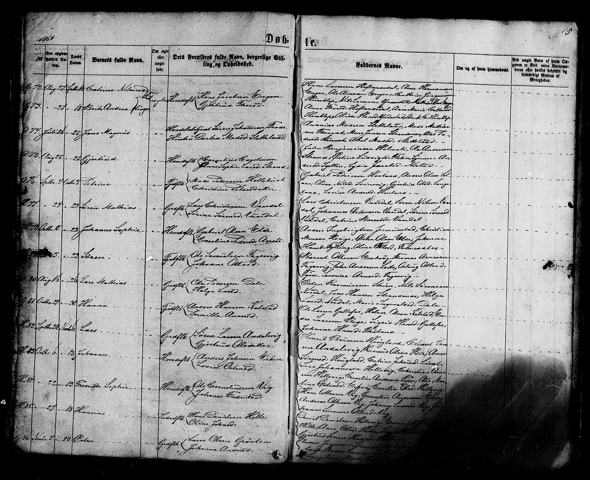 Fjaler sokneprestembete, AV/SAB-A-79801/H/Haa/Haaa/L0007: Parish register (official) no. A 7, 1862-1881, p. 15