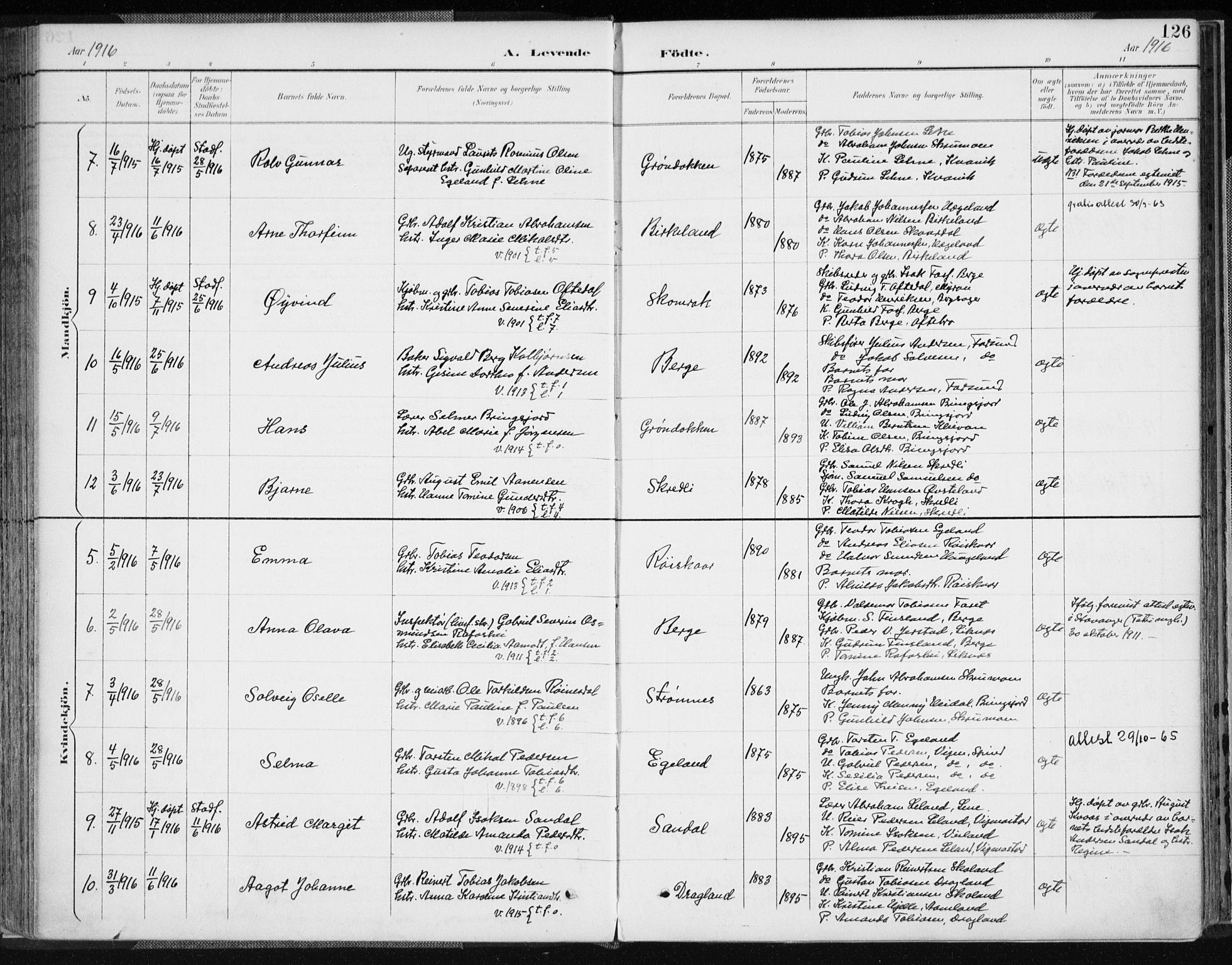 Lyngdal sokneprestkontor, AV/SAK-1111-0029/F/Fa/Fac/L0012: Parish register (official) no. A 12, 1894-1918, p. 126