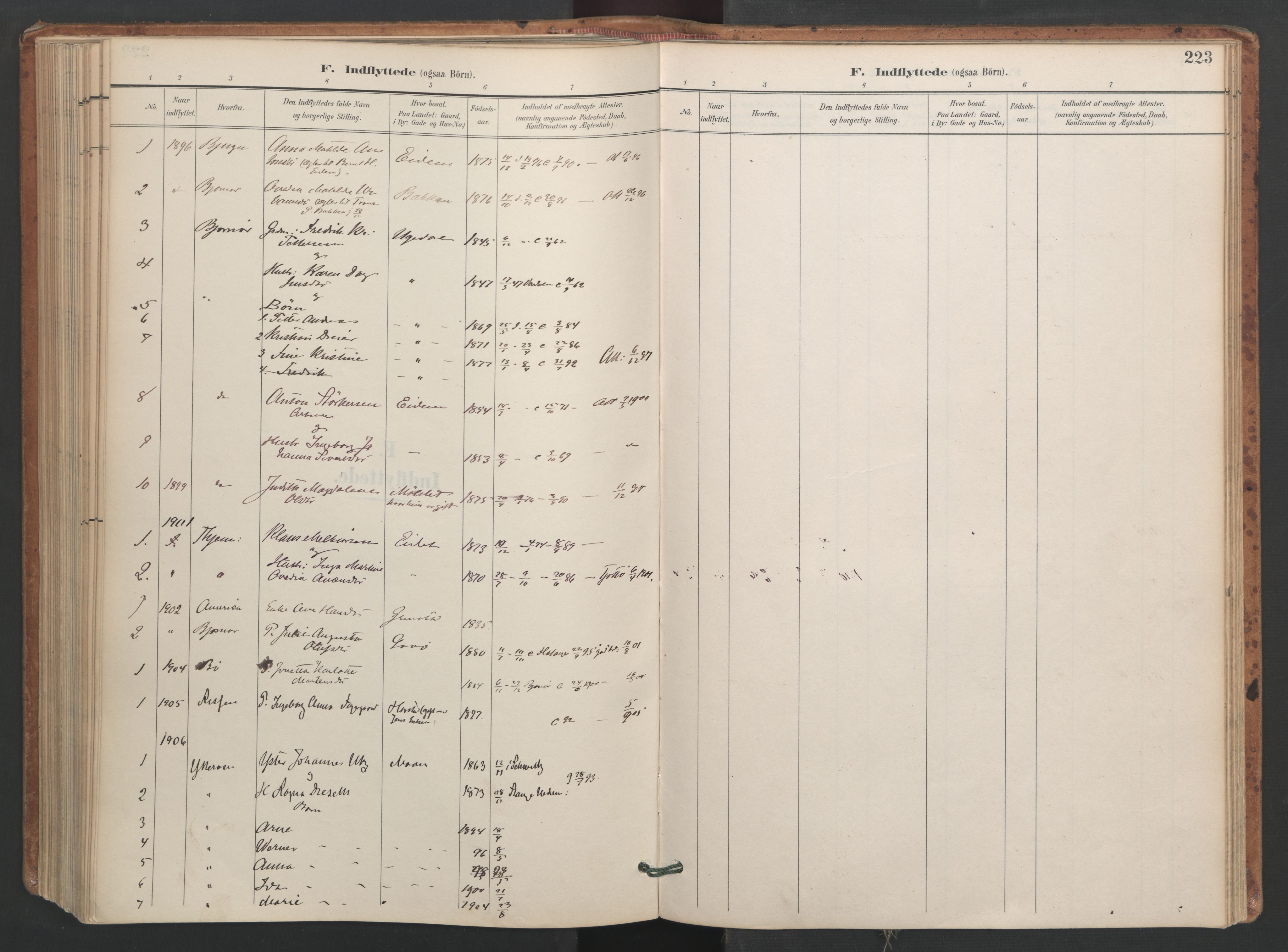 Ministerialprotokoller, klokkerbøker og fødselsregistre - Sør-Trøndelag, SAT/A-1456/655/L0681: Parish register (official) no. 655A10, 1895-1907, p. 223