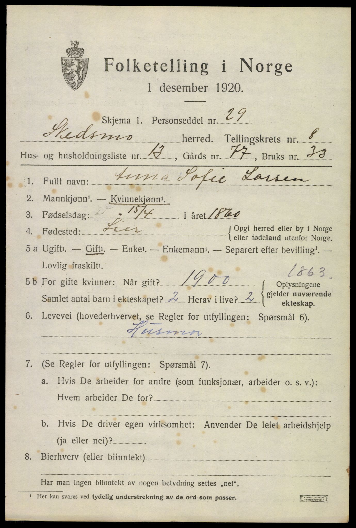 SAO, 1920 census for Skedsmo, 1920, p. 9057