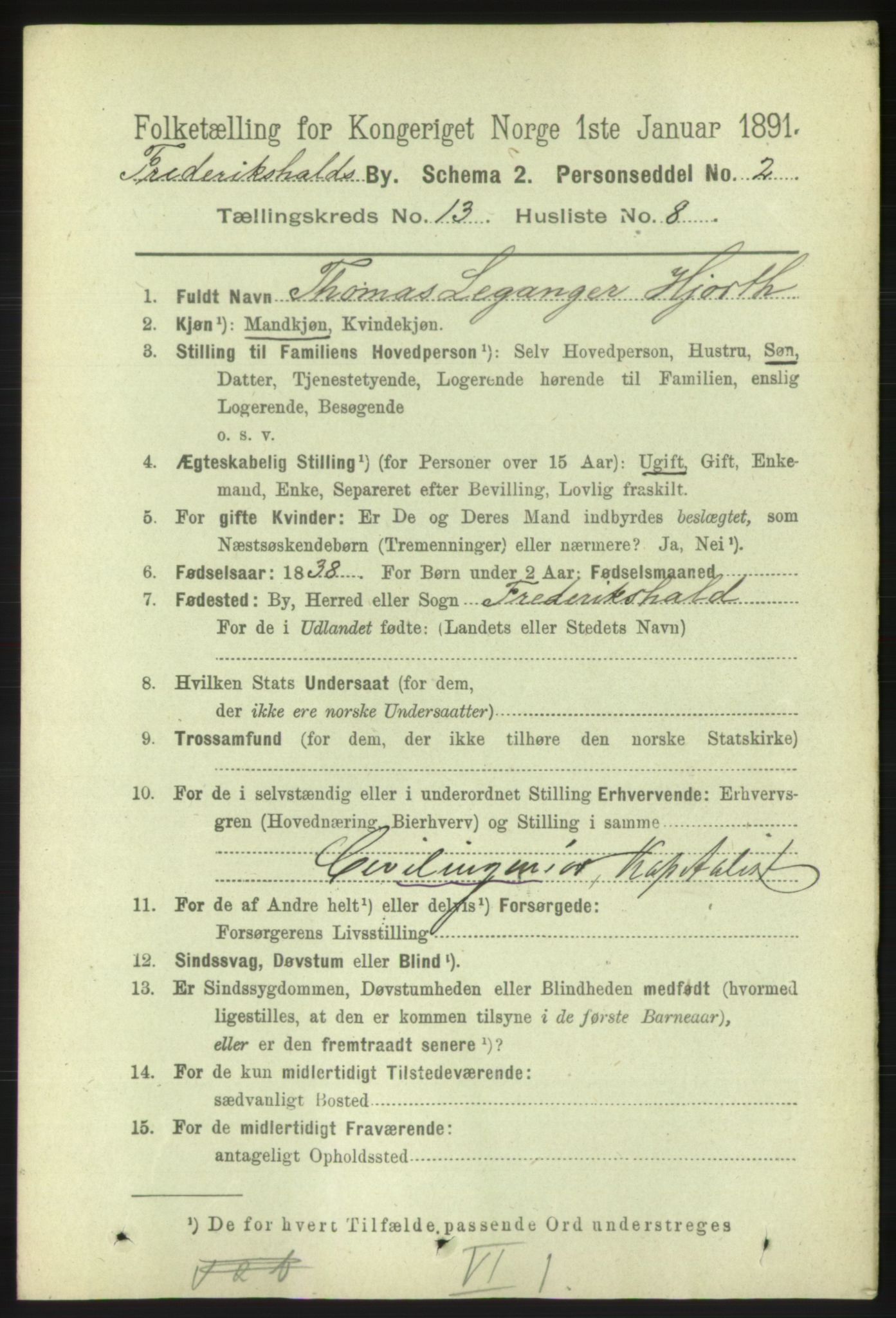 RA, 1891 census for 0101 Fredrikshald, 1891, p. 8859