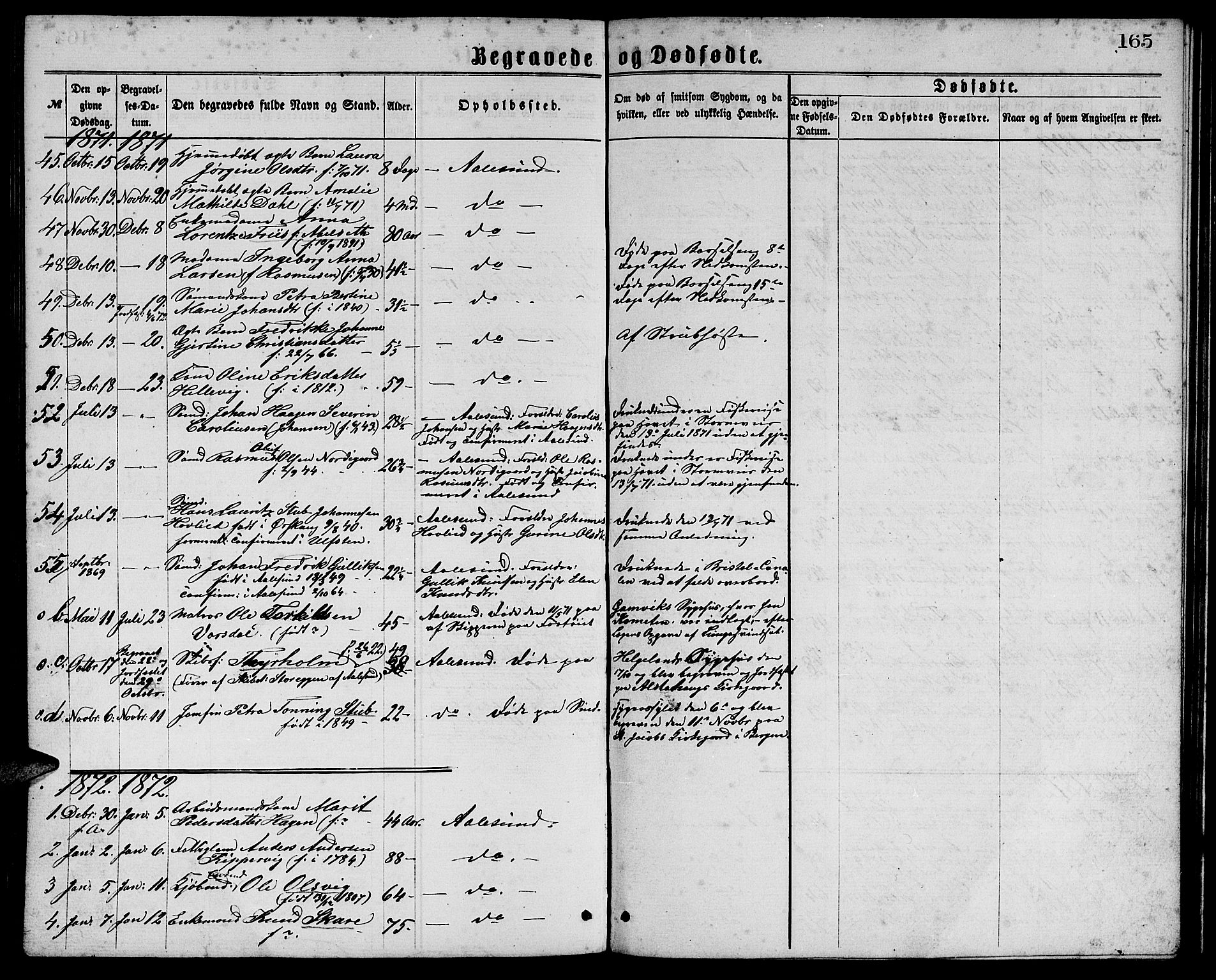 Ministerialprotokoller, klokkerbøker og fødselsregistre - Møre og Romsdal, AV/SAT-A-1454/529/L0465: Parish register (copy) no. 529C02, 1868-1877, p. 165