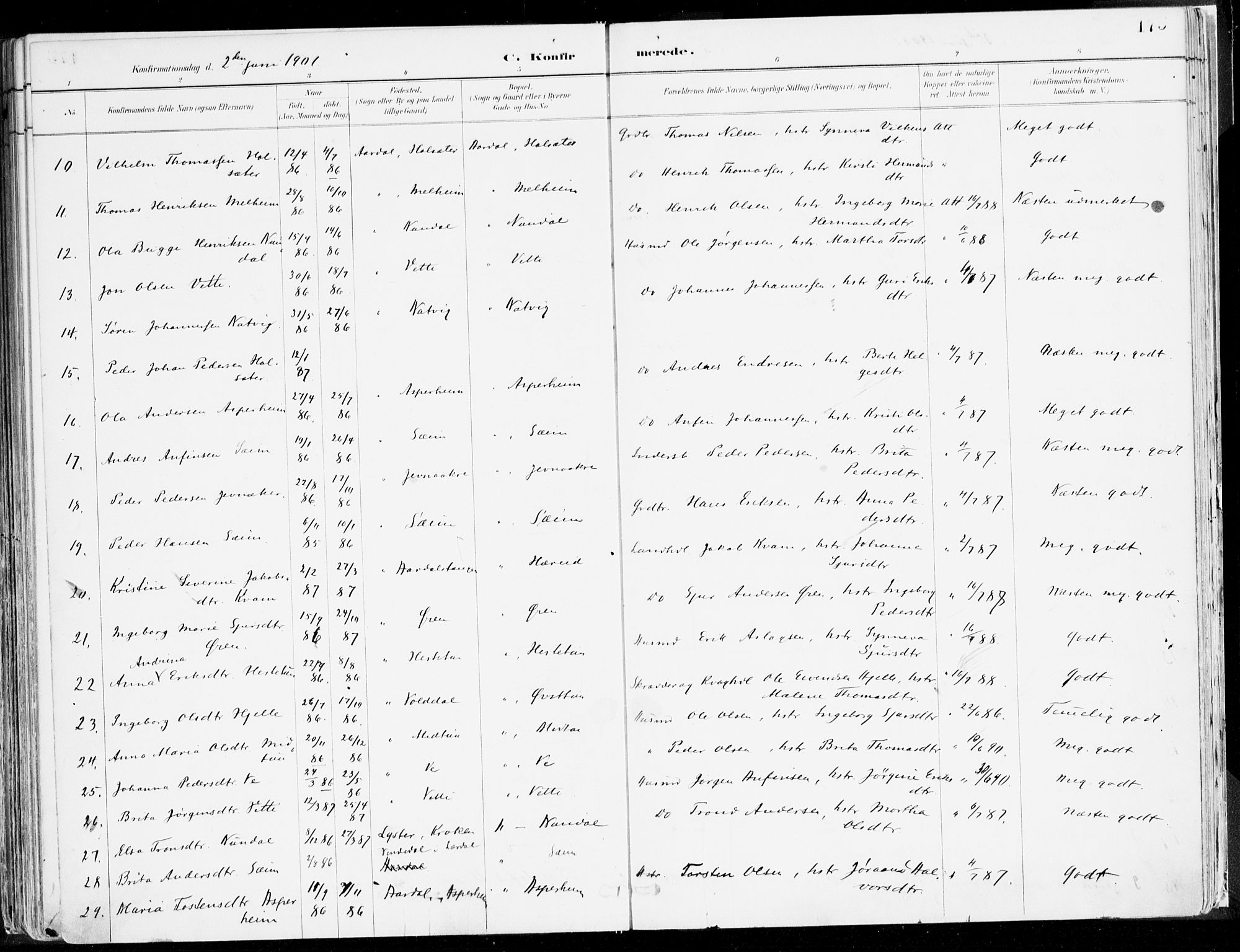 Årdal sokneprestembete, SAB/A-81701: Parish register (official) no. A 5, 1887-1917, p. 175