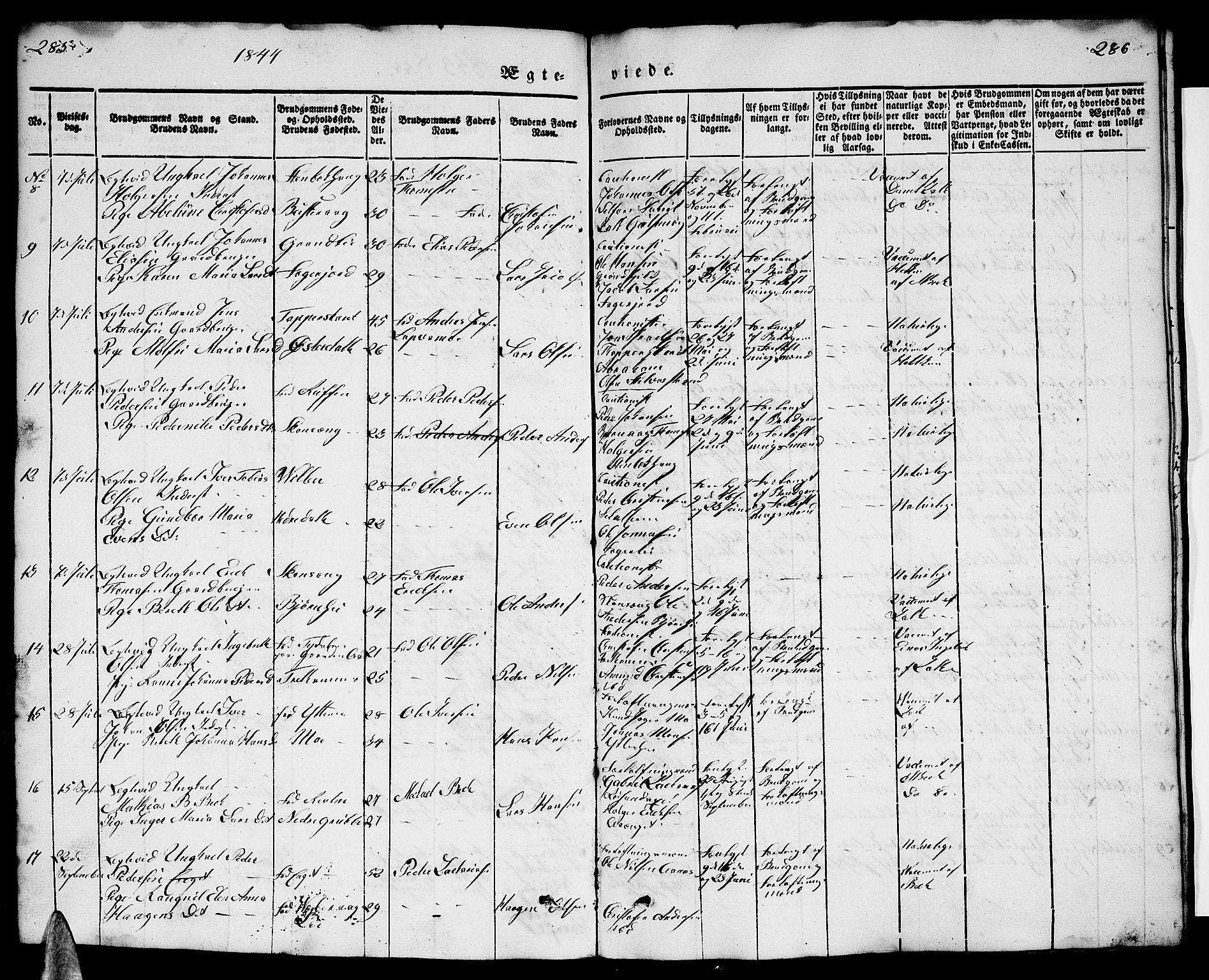 Ministerialprotokoller, klokkerbøker og fødselsregistre - Nordland, AV/SAT-A-1459/827/L0413: Parish register (copy) no. 827C02, 1842-1852, p. 285-286