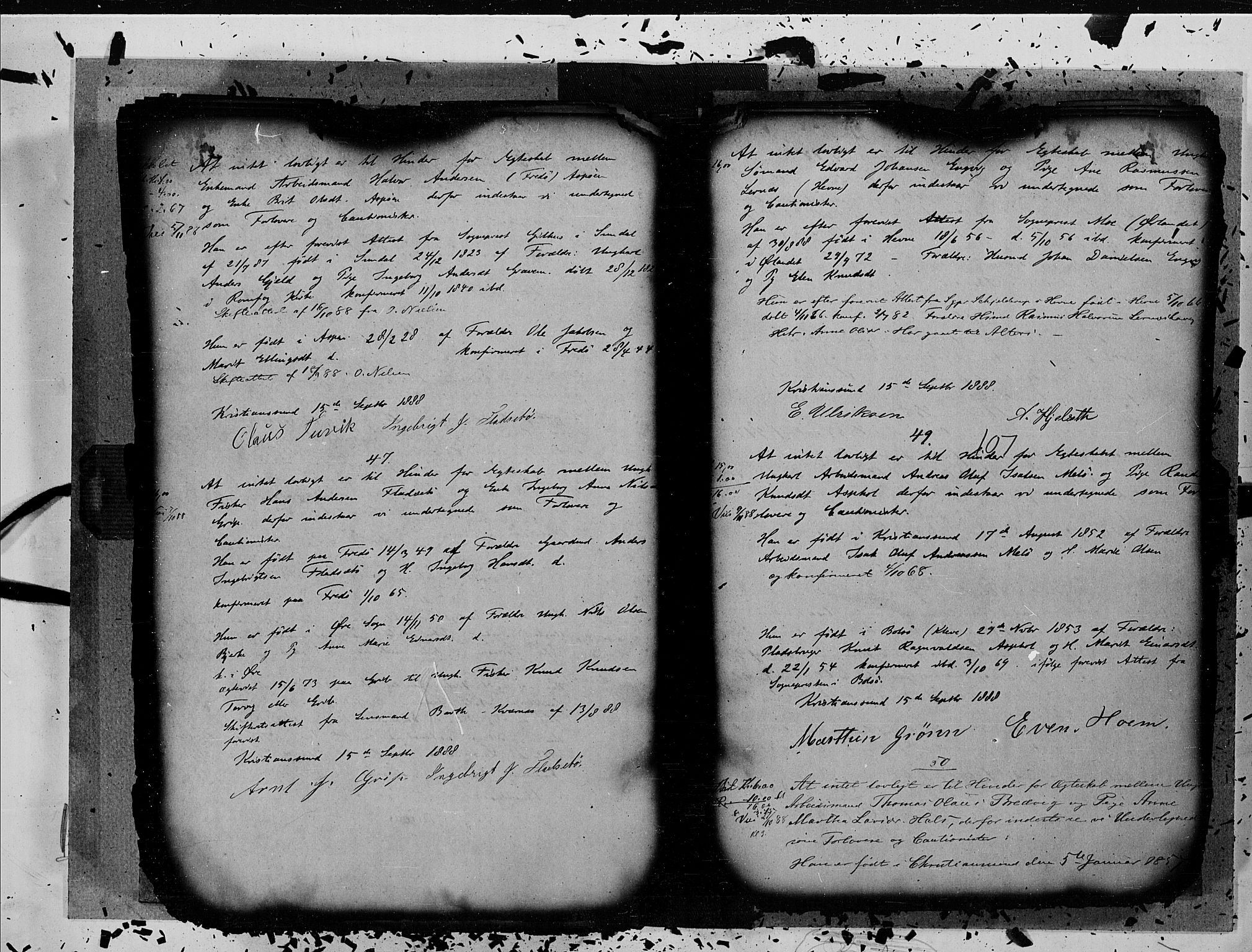 Kristiansund sokneprestkontor, AV/SAT-A-1068/1/I/I1: Best man's statements no. 20, 1881-1893, p. 107