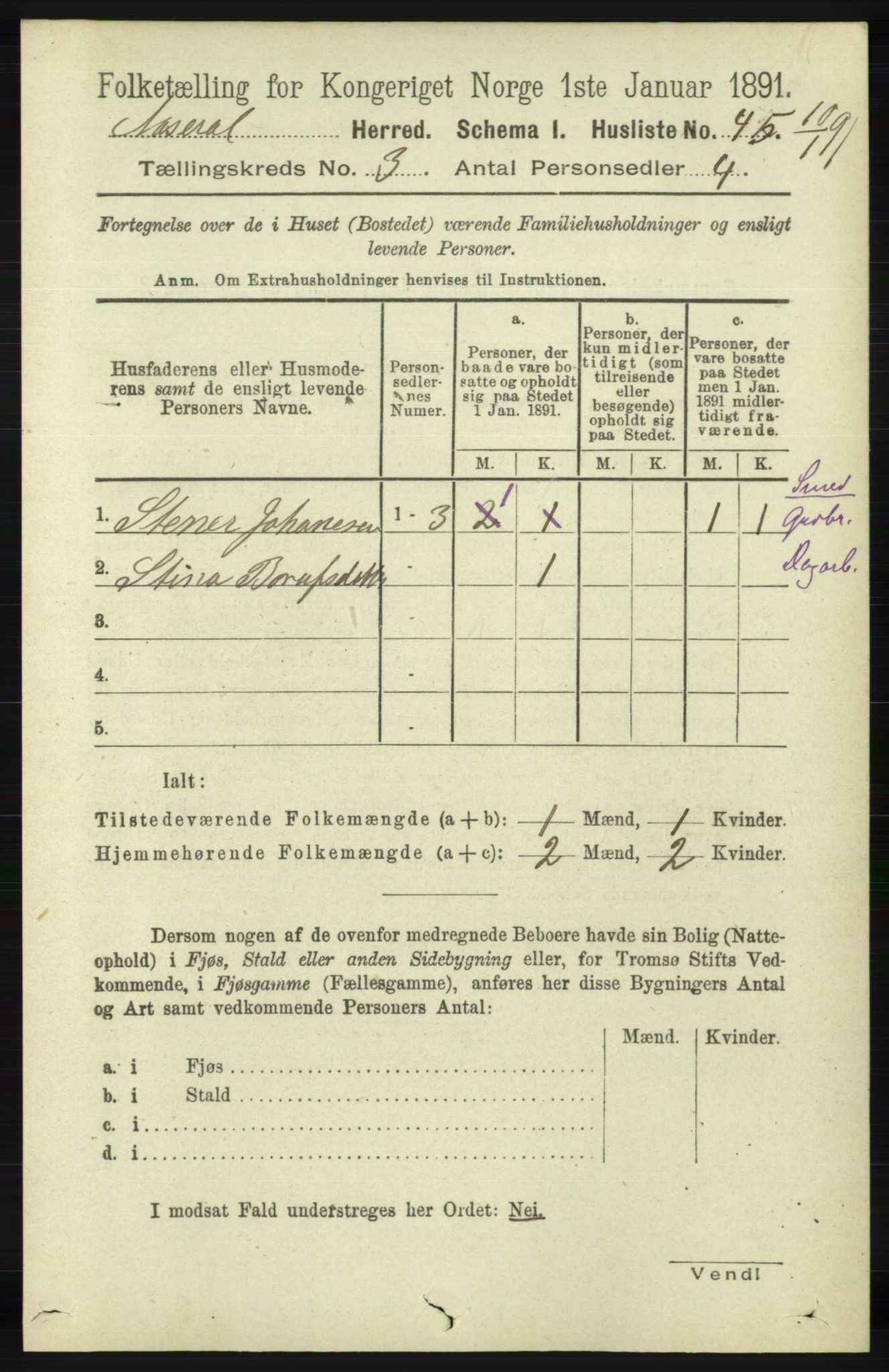 RA, 1891 census for 1026 Åseral, 1891, p. 768