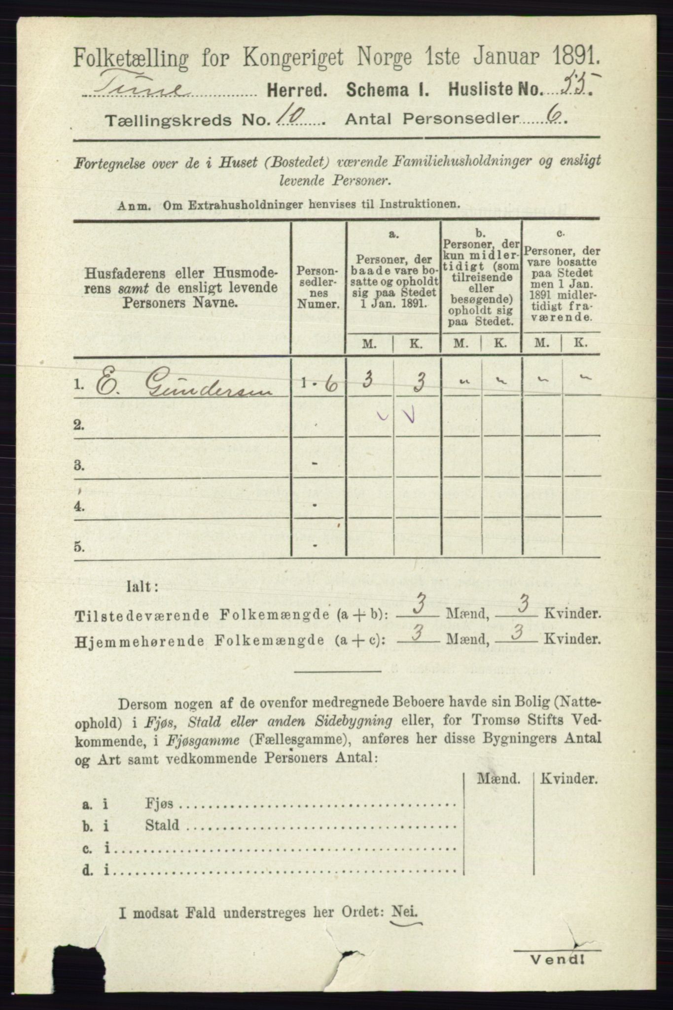 RA, 1891 census for 0130 Tune, 1891, p. 6559