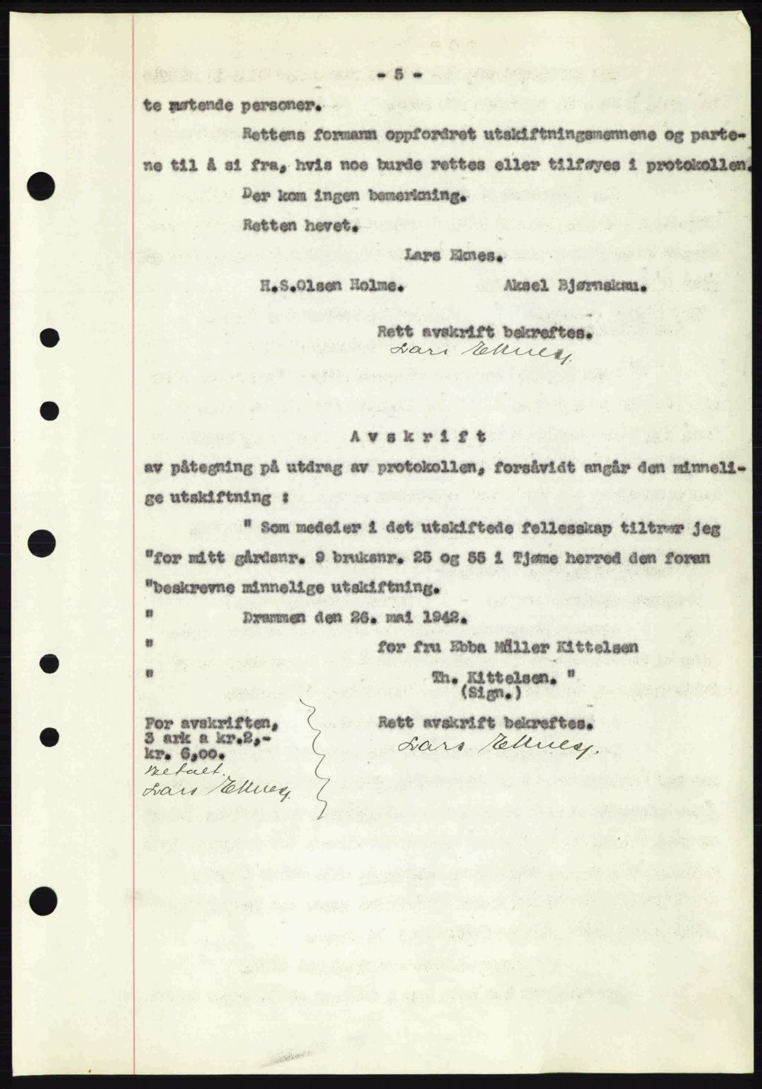 Tønsberg sorenskriveri, AV/SAKO-A-130/G/Ga/Gaa/L0011: Mortgage book no. A11, 1941-1942, Diary no: : 1443/1942