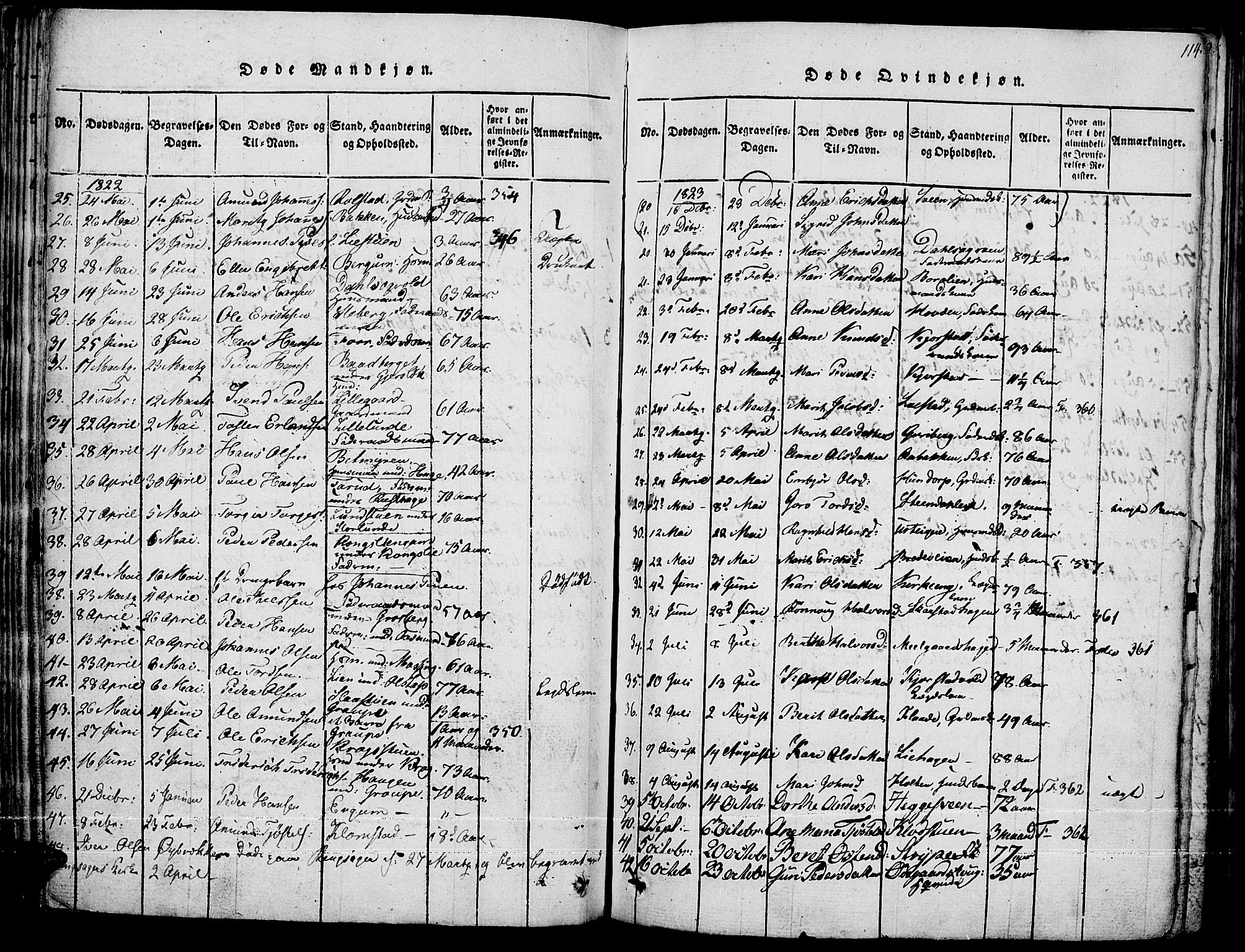 Fron prestekontor, SAH/PREST-078/H/Ha/Haa/L0002: Parish register (official) no. 2, 1816-1827, p. 114
