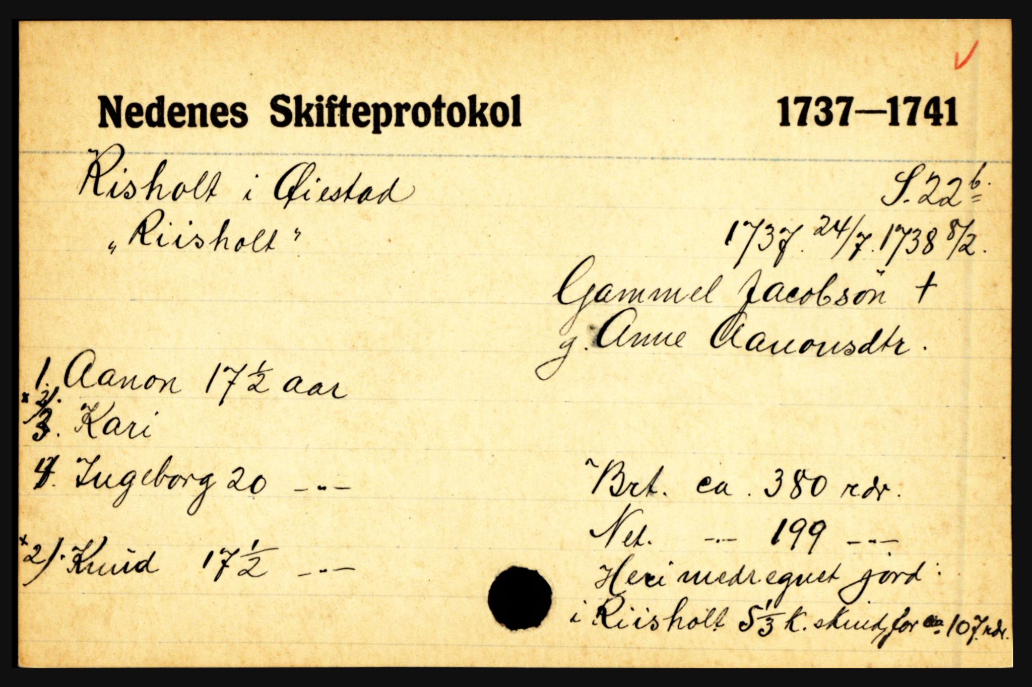 Nedenes sorenskriveri før 1824, AV/SAK-1221-0007/H, p. 23851