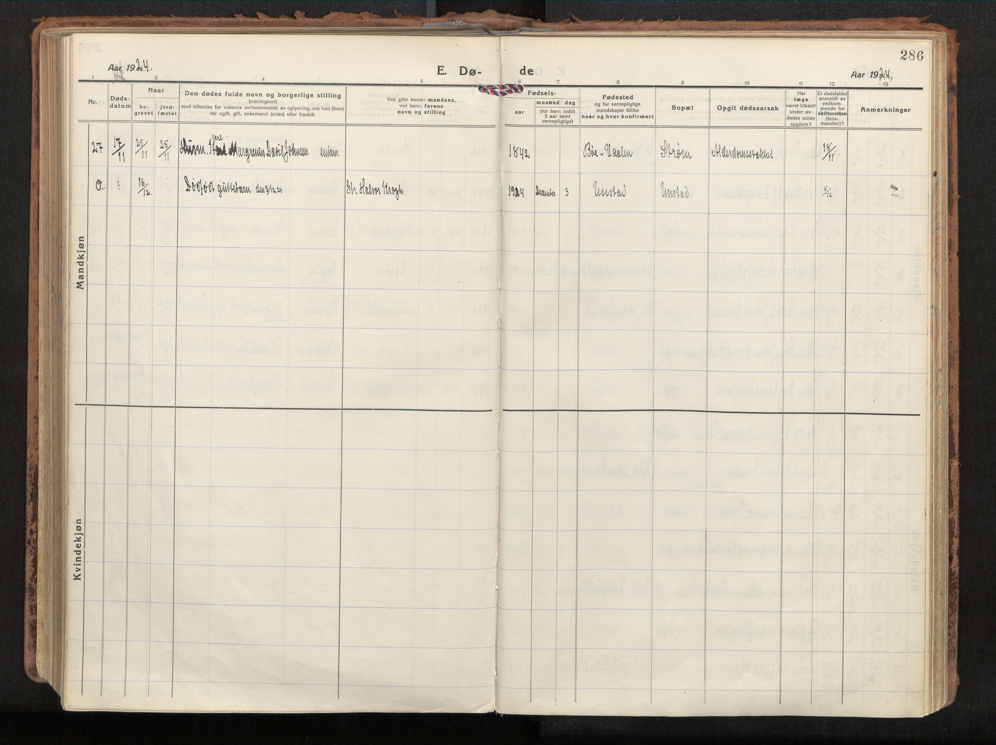 Ministerialprotokoller, klokkerbøker og fødselsregistre - Nordland, SAT/A-1459/880/L1136: Parish register (official) no. 880A10, 1919-1927, p. 286
