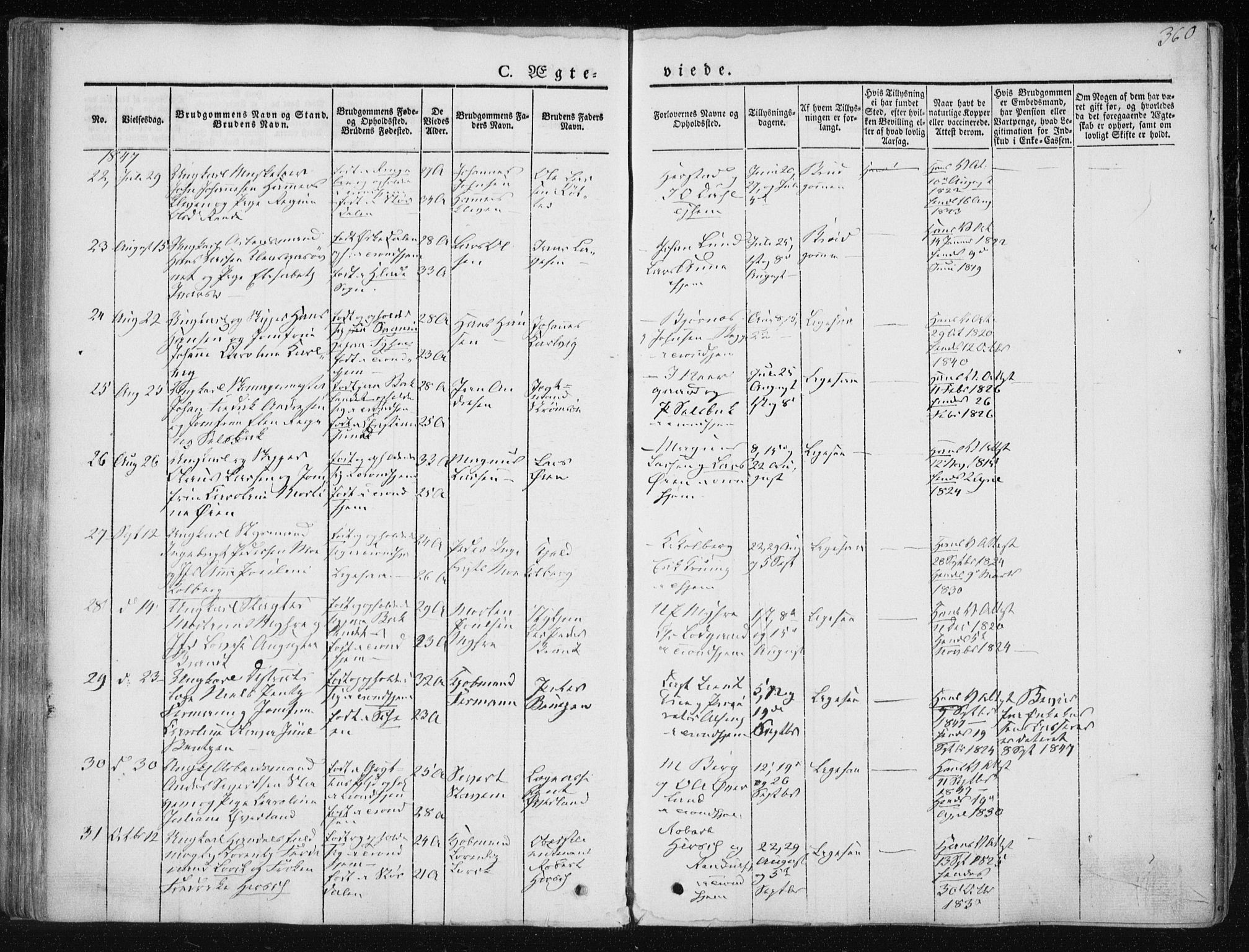 Ministerialprotokoller, klokkerbøker og fødselsregistre - Sør-Trøndelag, SAT/A-1456/601/L0049: Parish register (official) no. 601A17, 1839-1847, p. 360