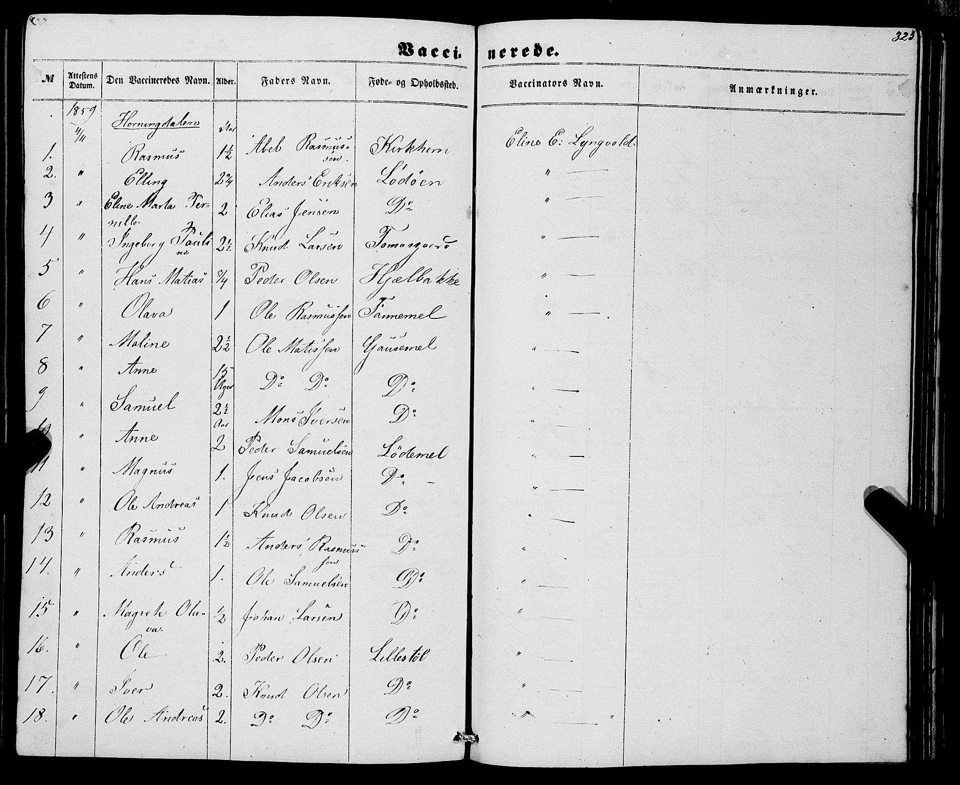 Eid sokneprestembete, AV/SAB-A-82301/H/Haa/Haaa/L0008: Parish register (official) no. A 8, 1858-1860, p. 325