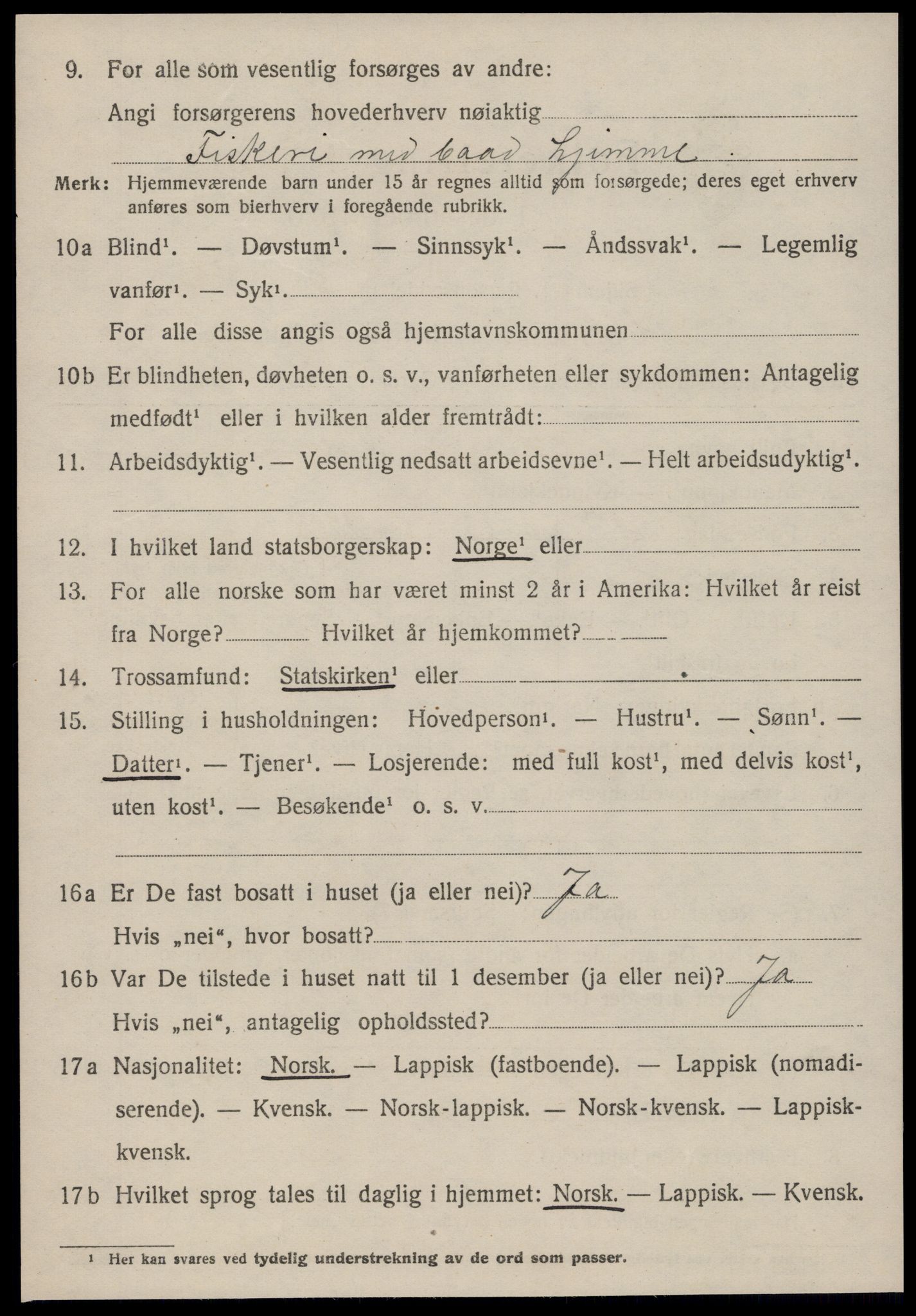 SAT, 1920 census for Hitra, 1920, p. 2092