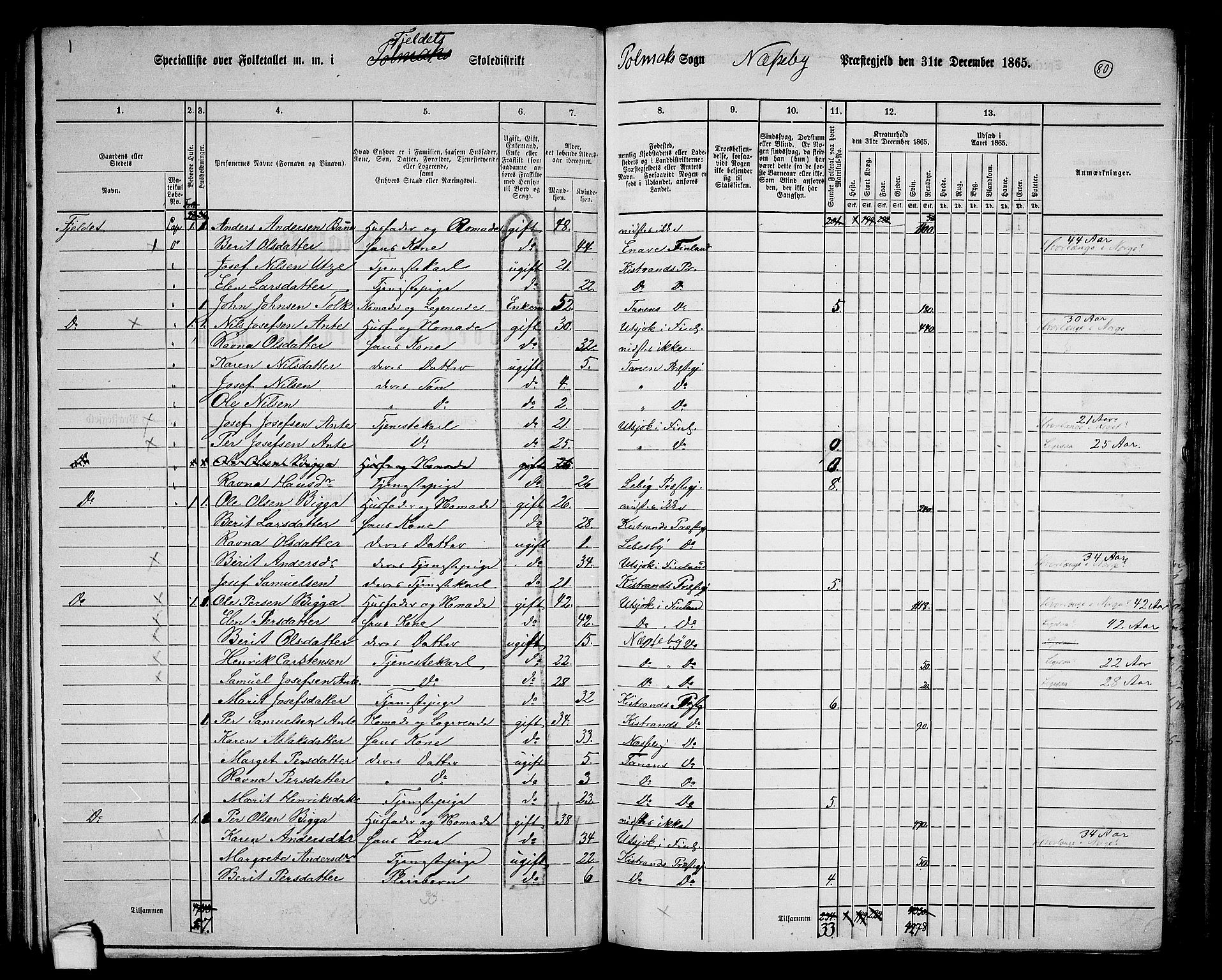 RA, 1865 census for Nesseby, 1865, p. 59