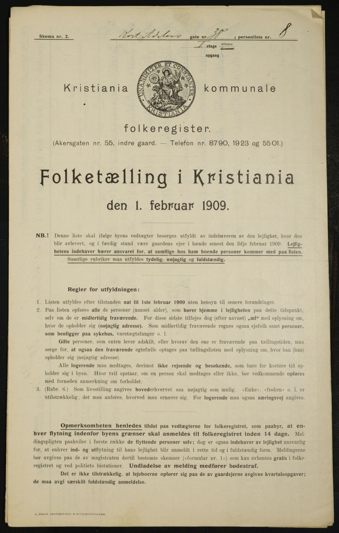 OBA, Municipal Census 1909 for Kristiania, 1909, p. 12730