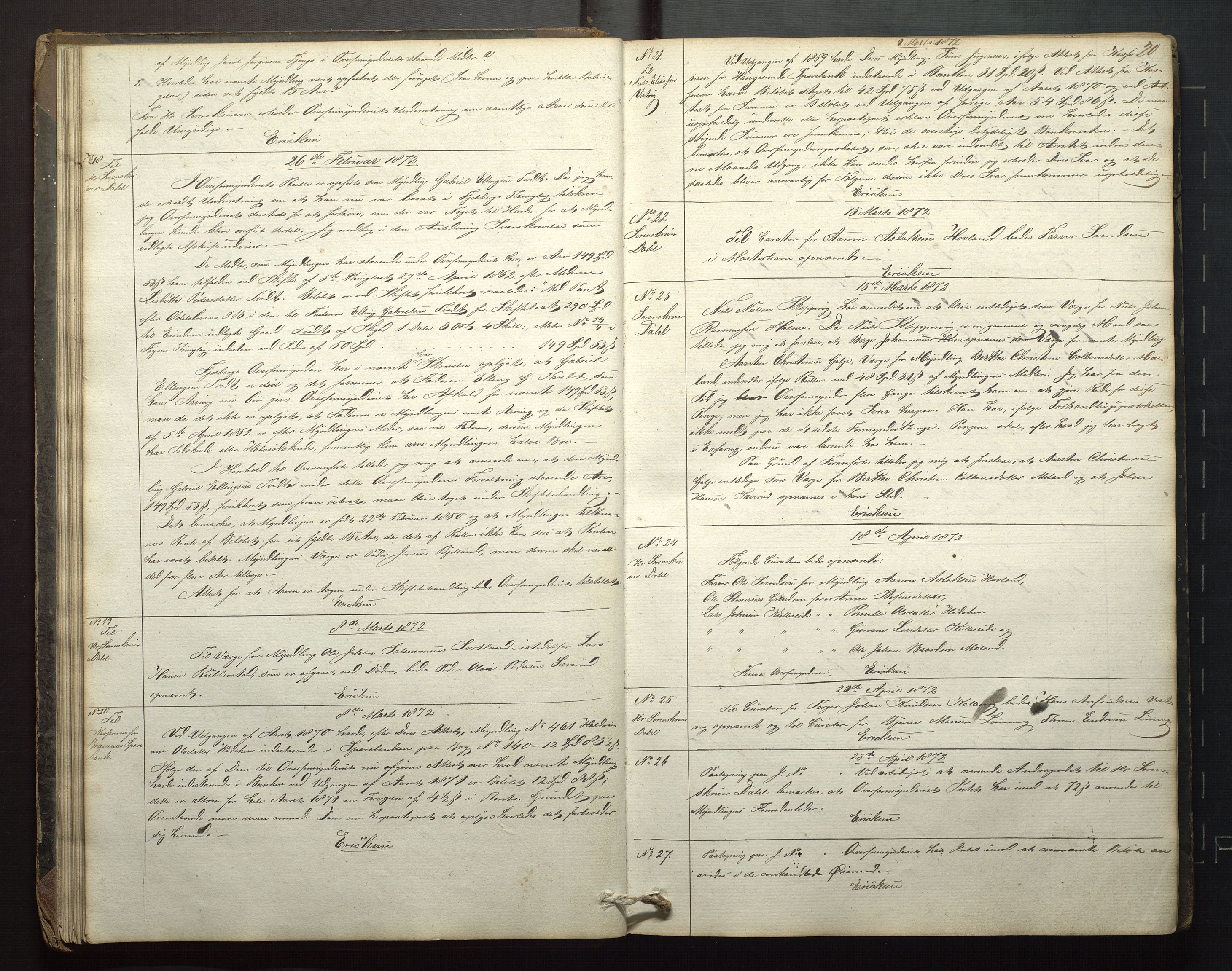 Finnaas kommune. Overformynderiet, IKAH/1218a-812/B/Ba/Baa/L0001: Kopibok for Finnås overformynderi, 1859-1904, p. 20