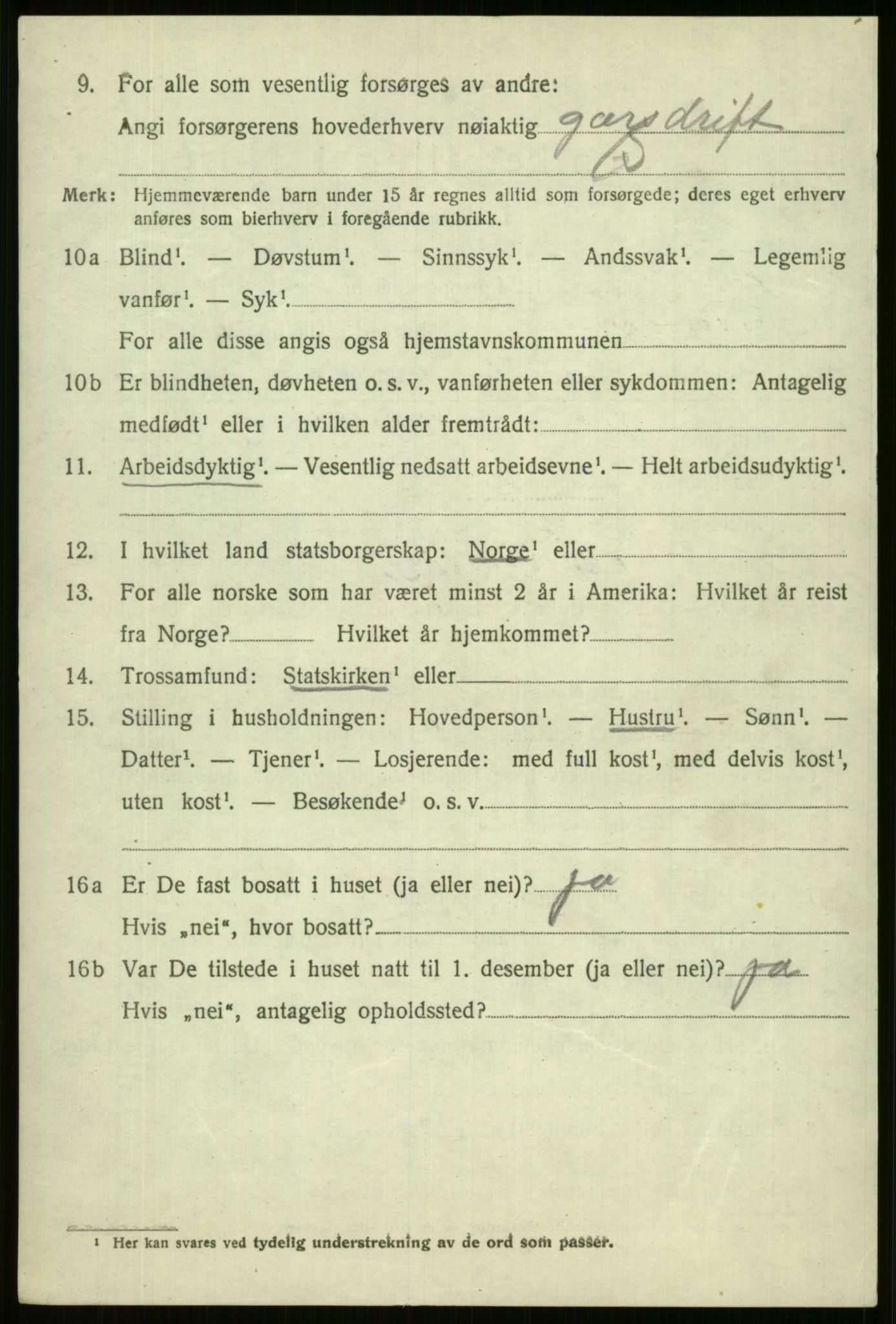 SAB, 1920 census for Vossestrand, 1920, p. 1445