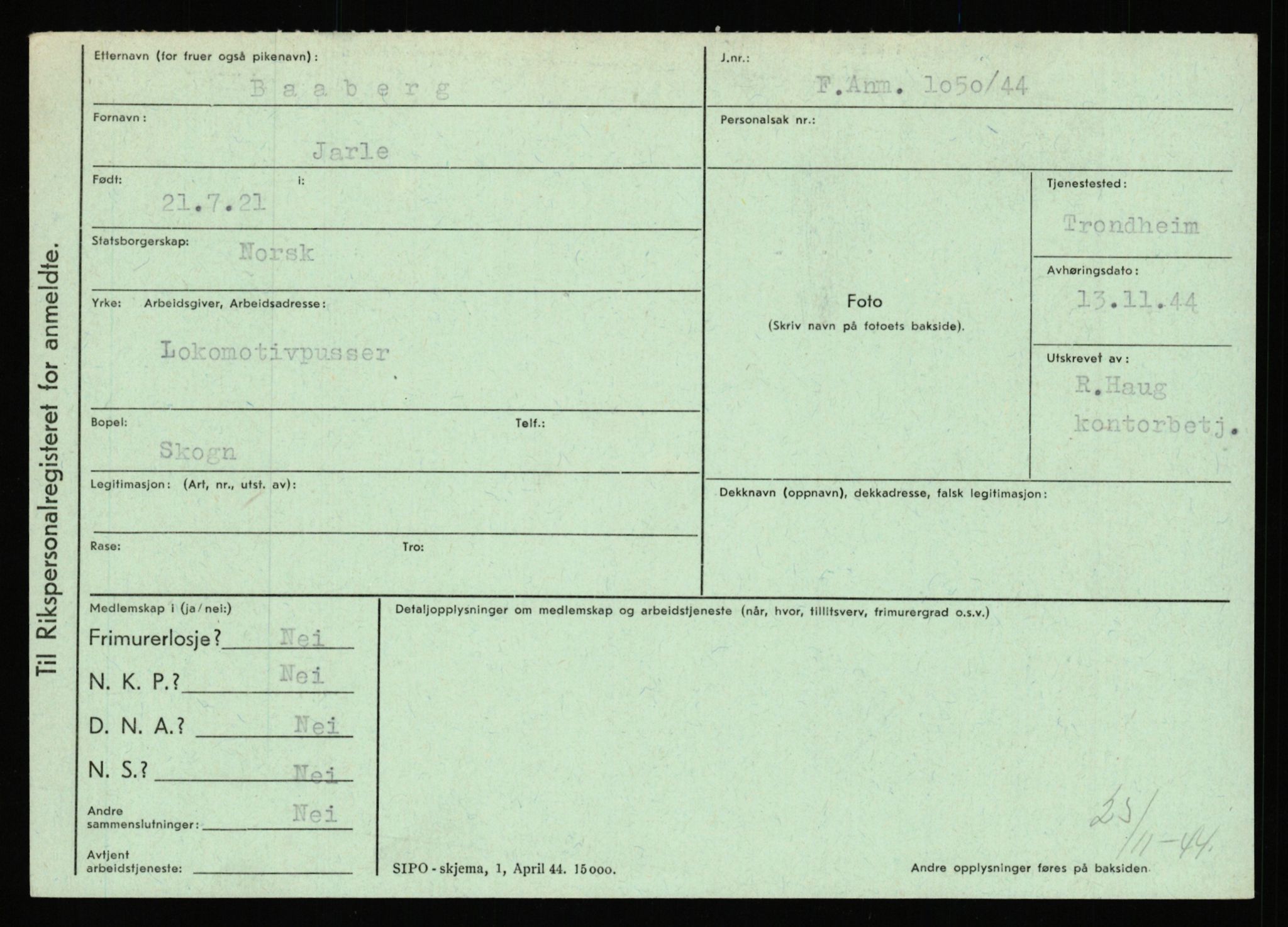 Statspolitiet - Hovedkontoret / Osloavdelingen, AV/RA-S-1329/C/Ca/L0002: Arneberg - Brand, 1943-1945, p. 847