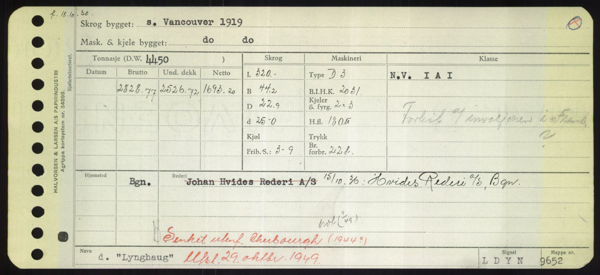 Sjøfartsdirektoratet med forløpere, Skipsmålingen, RA/S-1627/H/Hd/L0023: Fartøy, Lia-Løv, p. 463