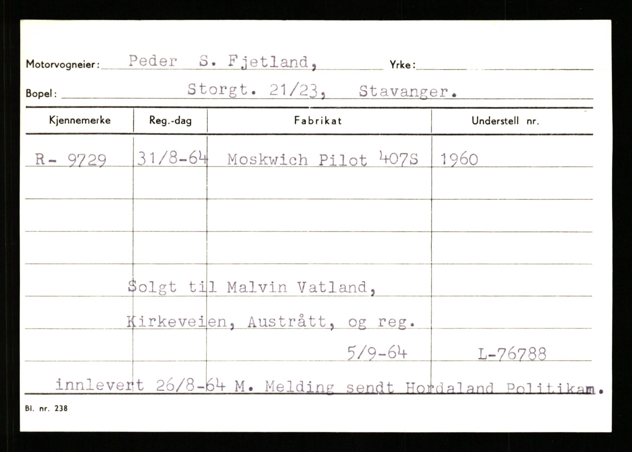 Stavanger trafikkstasjon, SAST/A-101942/0/G/L0002: Registreringsnummer: 5791 - 10405, 1930-1971, p. 2601