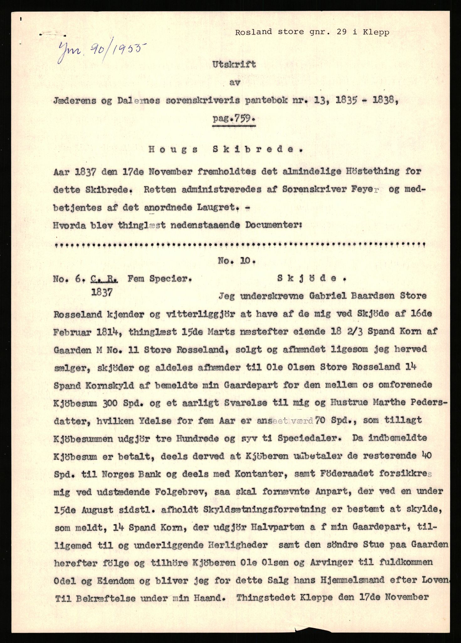 Statsarkivet i Stavanger, SAST/A-101971/03/Y/Yj/L0069: Avskrifter sortert etter gårdsnavn: Riske - Rosland store, 1750-1930, p. 666