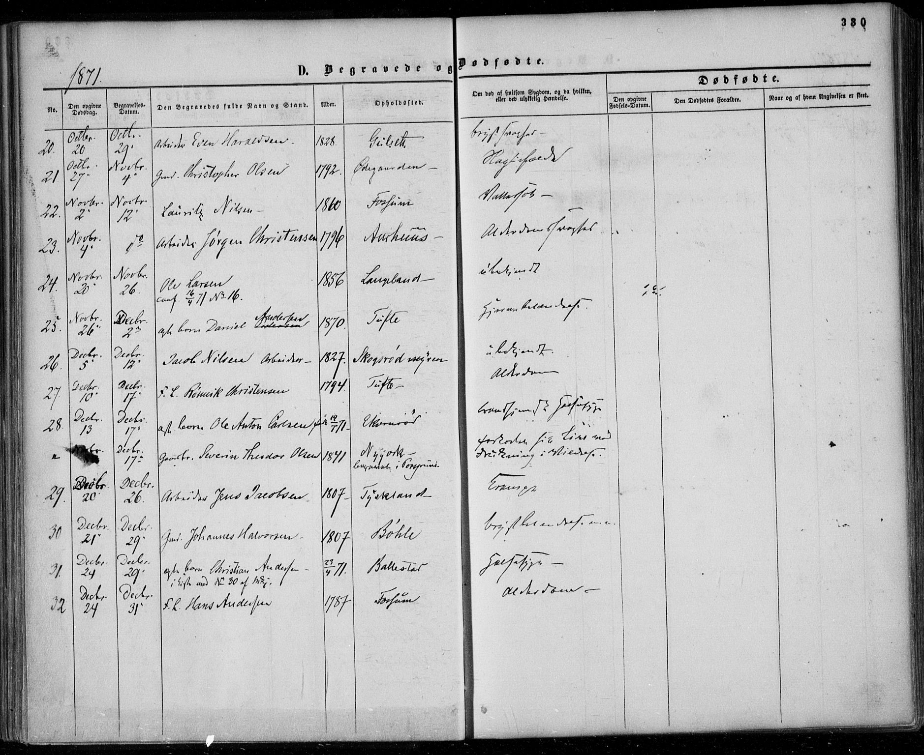 Gjerpen kirkebøker, SAKO/A-265/F/Fa/L0008b: Parish register (official) no. I 8B, 1857-1871, p. 330