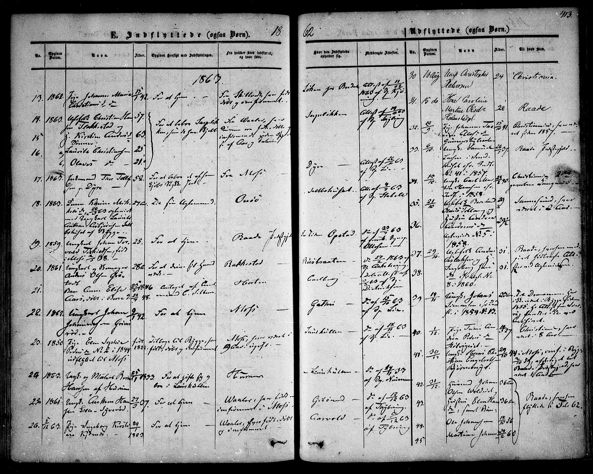 Rygge prestekontor Kirkebøker, AV/SAO-A-10084b/F/Fa/L0005: Parish register (official) no. 5, 1852-1871, p. 413