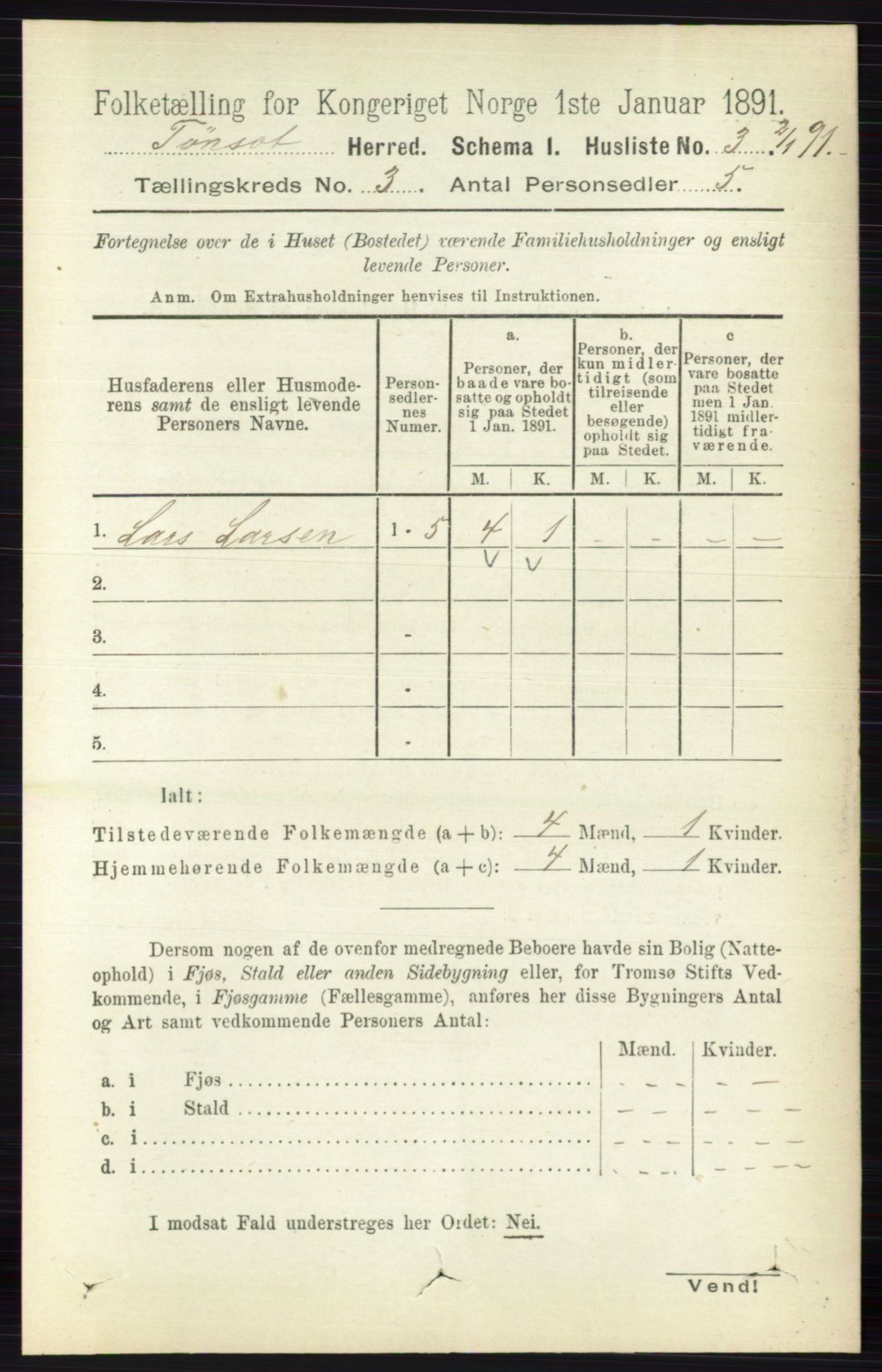 RA, 1891 census for 0437 Tynset, 1891, p. 546