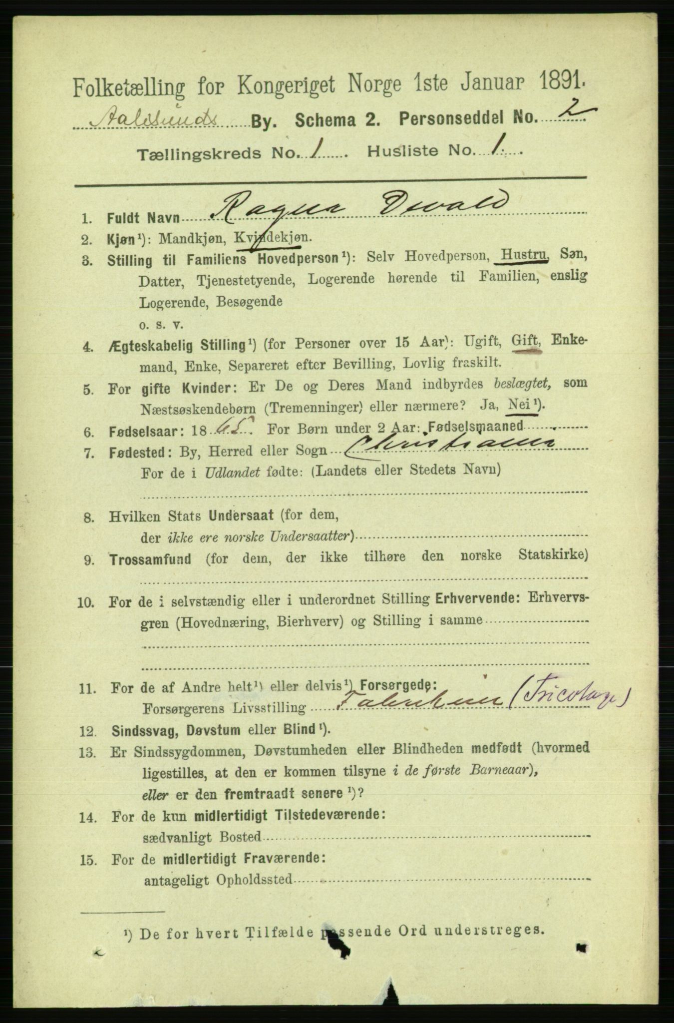 RA, 1891 census for 1501 Ålesund, 1891, p. 1170
