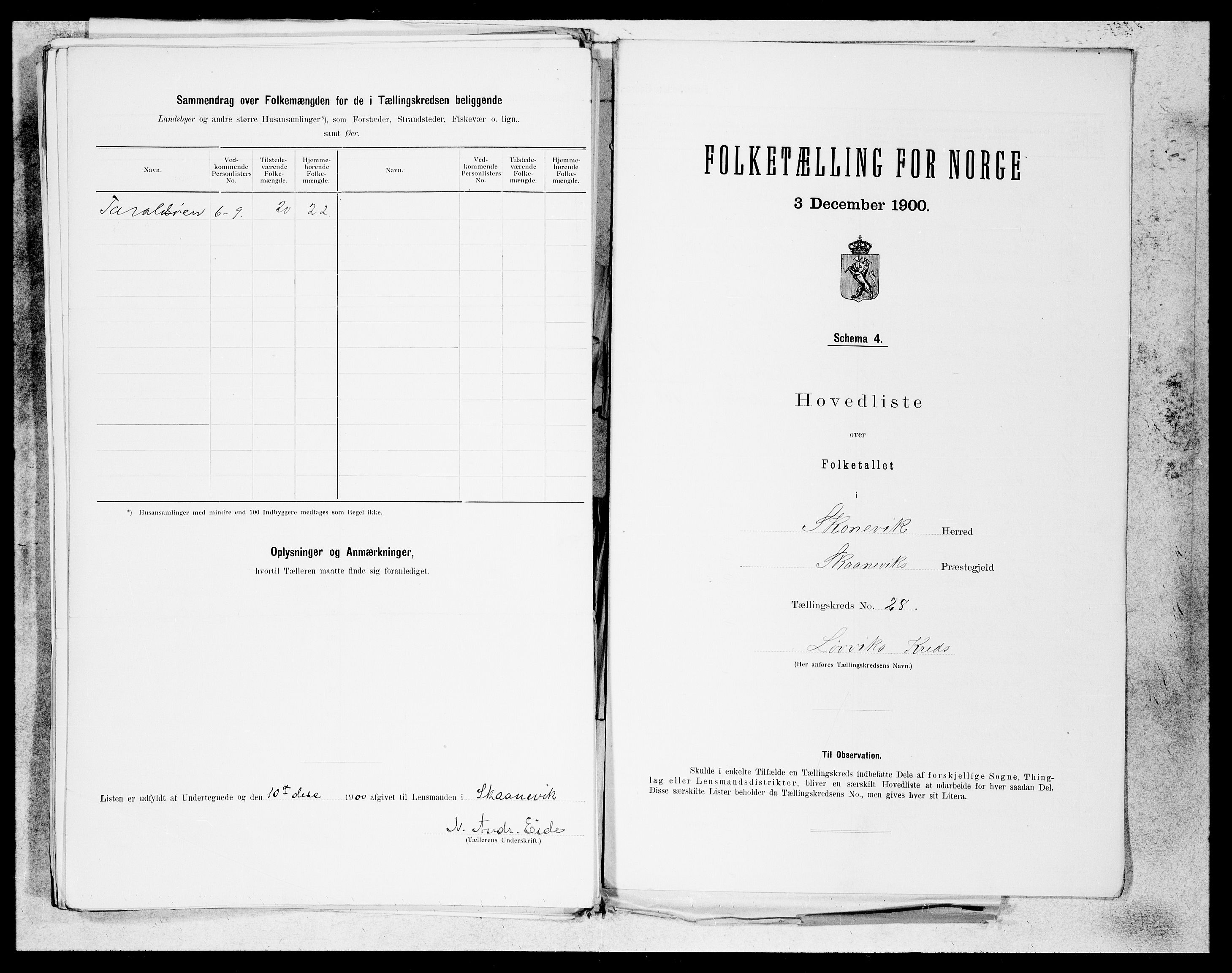 SAB, 1900 census for Skånevik, 1900, p. 55