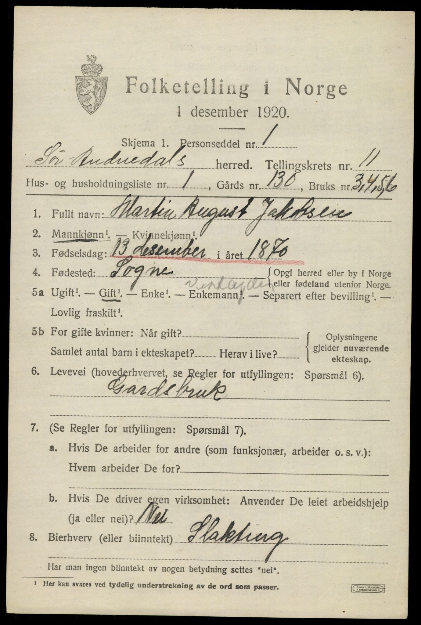 SAK, 1920 census for Sør-Audnedal, 1920, p. 4243