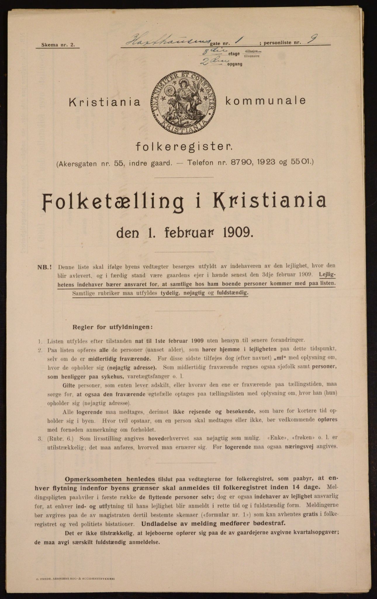 OBA, Municipal Census 1909 for Kristiania, 1909, p. 32201